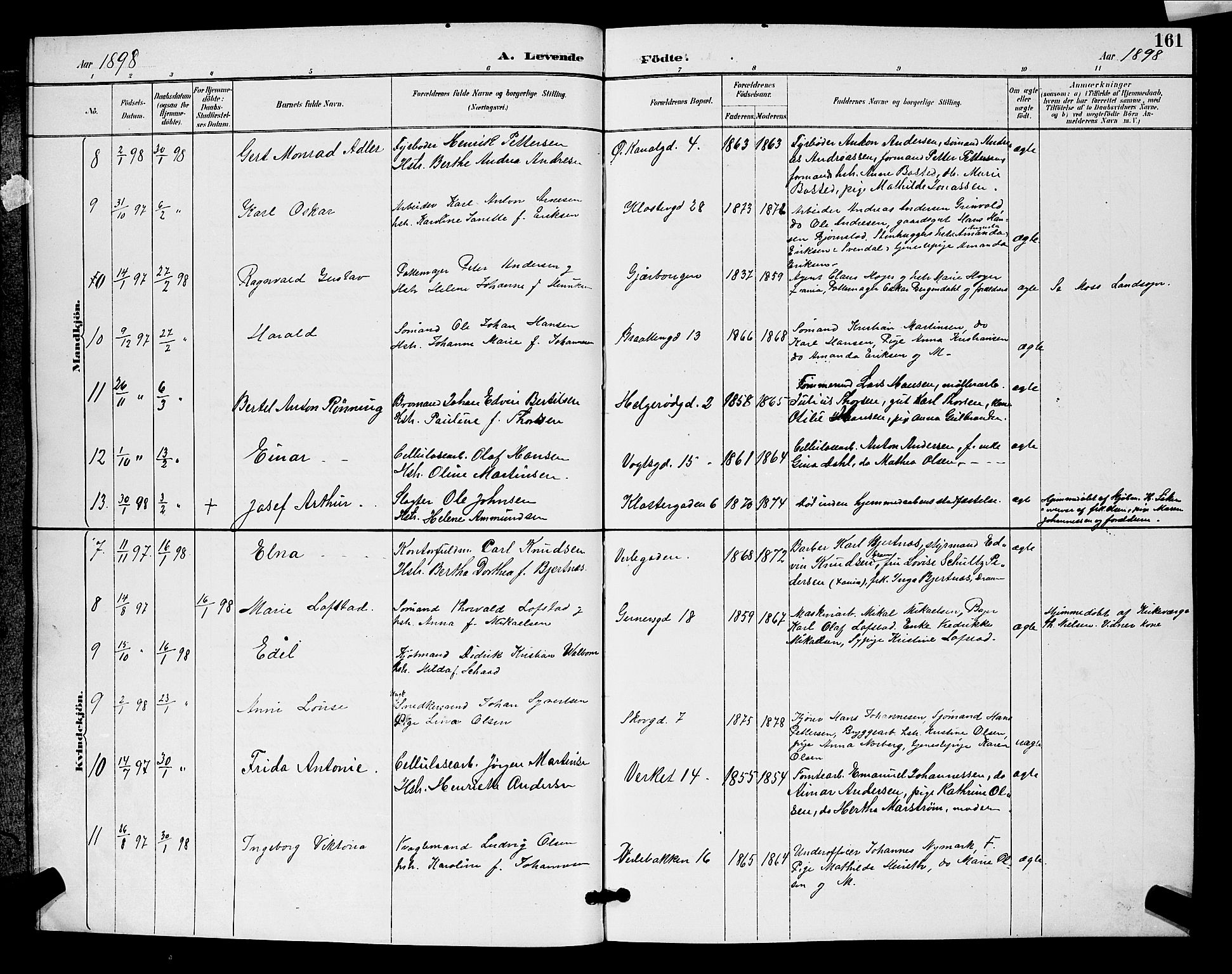 Moss prestekontor Kirkebøker, SAO/A-2003/G/Ga/L0006: Parish register (copy) no. I 6, 1889-1900, p. 161