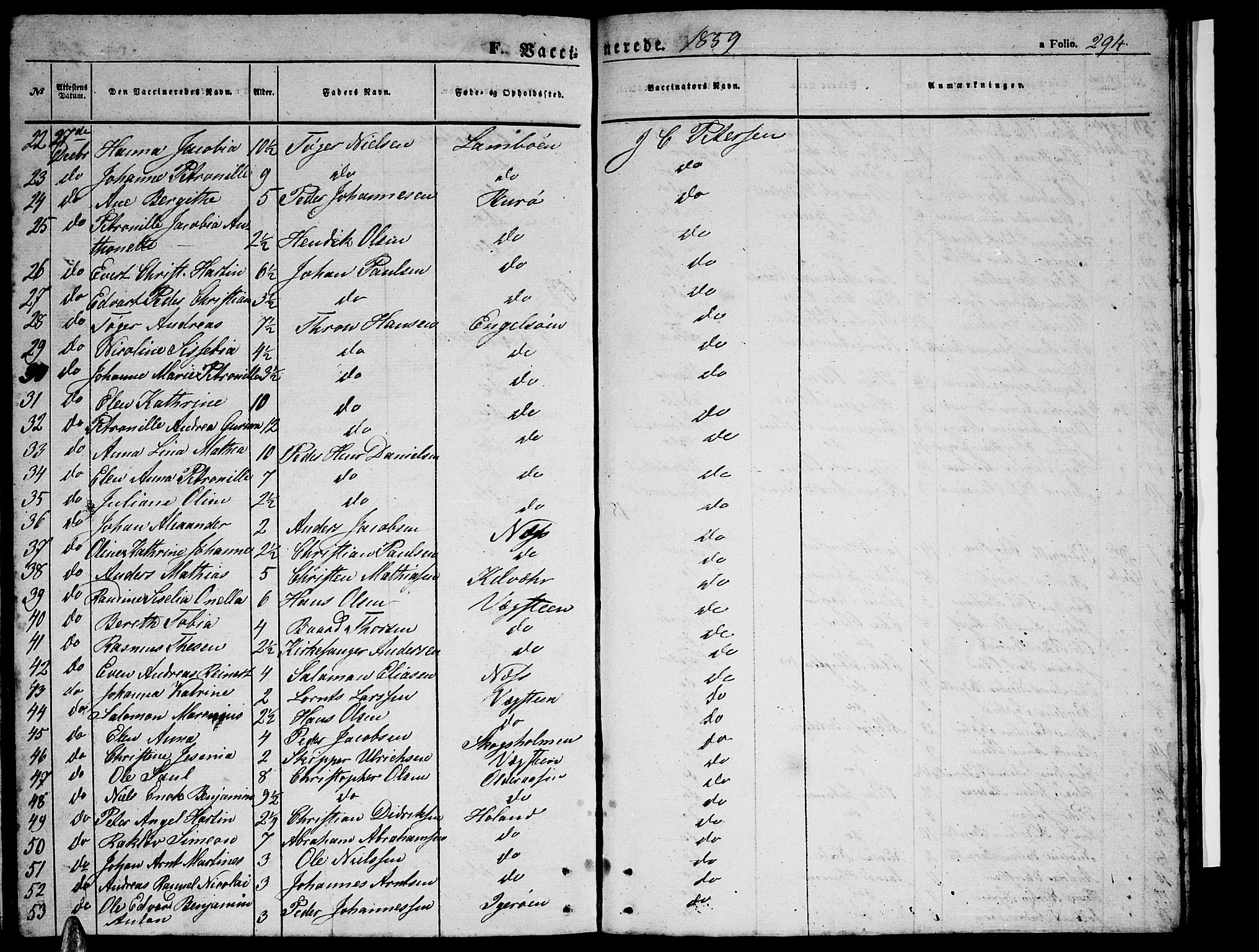 Ministerialprotokoller, klokkerbøker og fødselsregistre - Nordland, AV/SAT-A-1459/816/L0251: Parish register (copy) no. 816C01, 1852-1870, p. 294