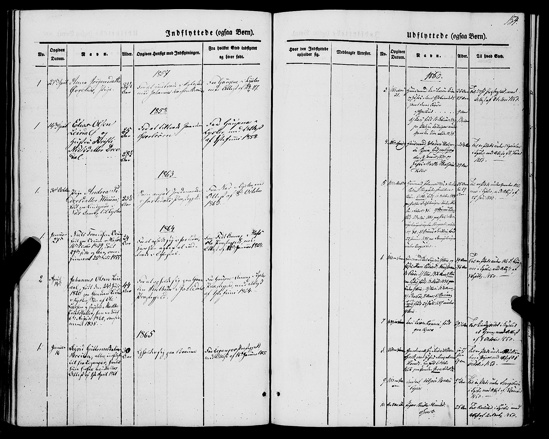 Jostedal sokneprestembete, SAB/A-80601/H/Haa/Haaa/L0005: Parish register (official) no. A 5, 1849-1877, p. 154