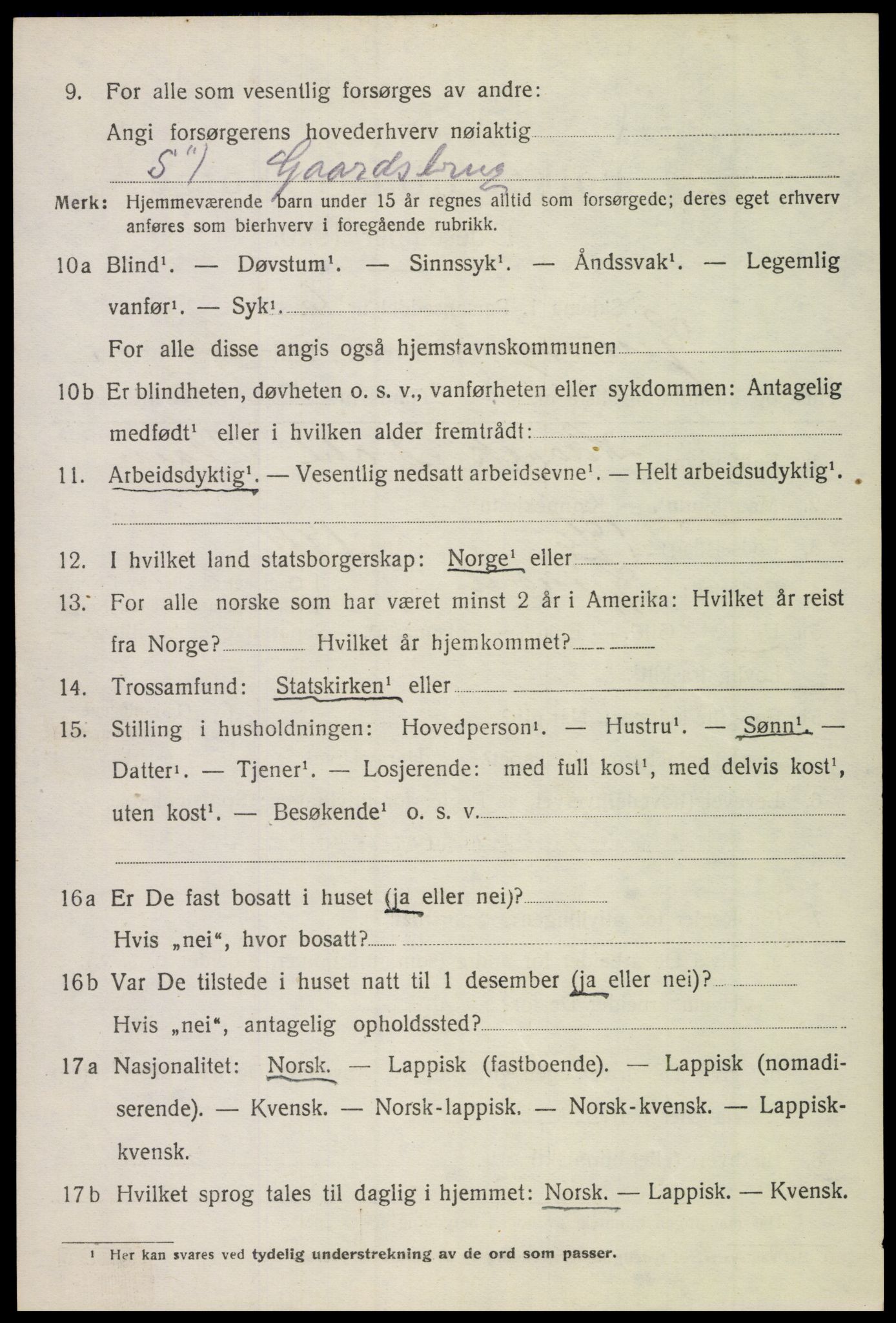 SAT, 1920 census for Gimsøy, 1920, p. 3202