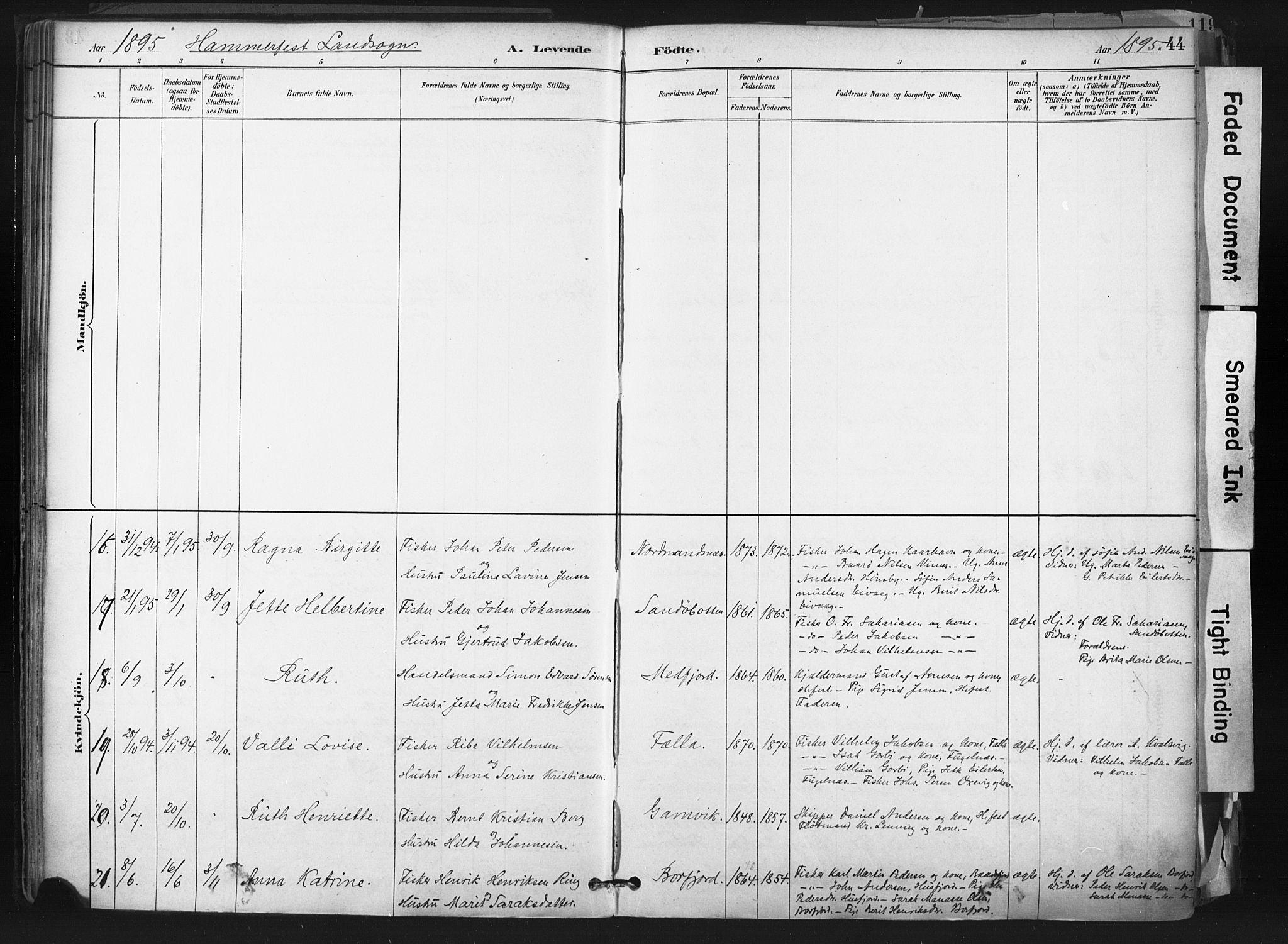 Hammerfest sokneprestkontor, AV/SATØ-S-1347/H/Ha/L0011.kirke: Parish register (official) no. 11 /1, 1885-1897, p. 44