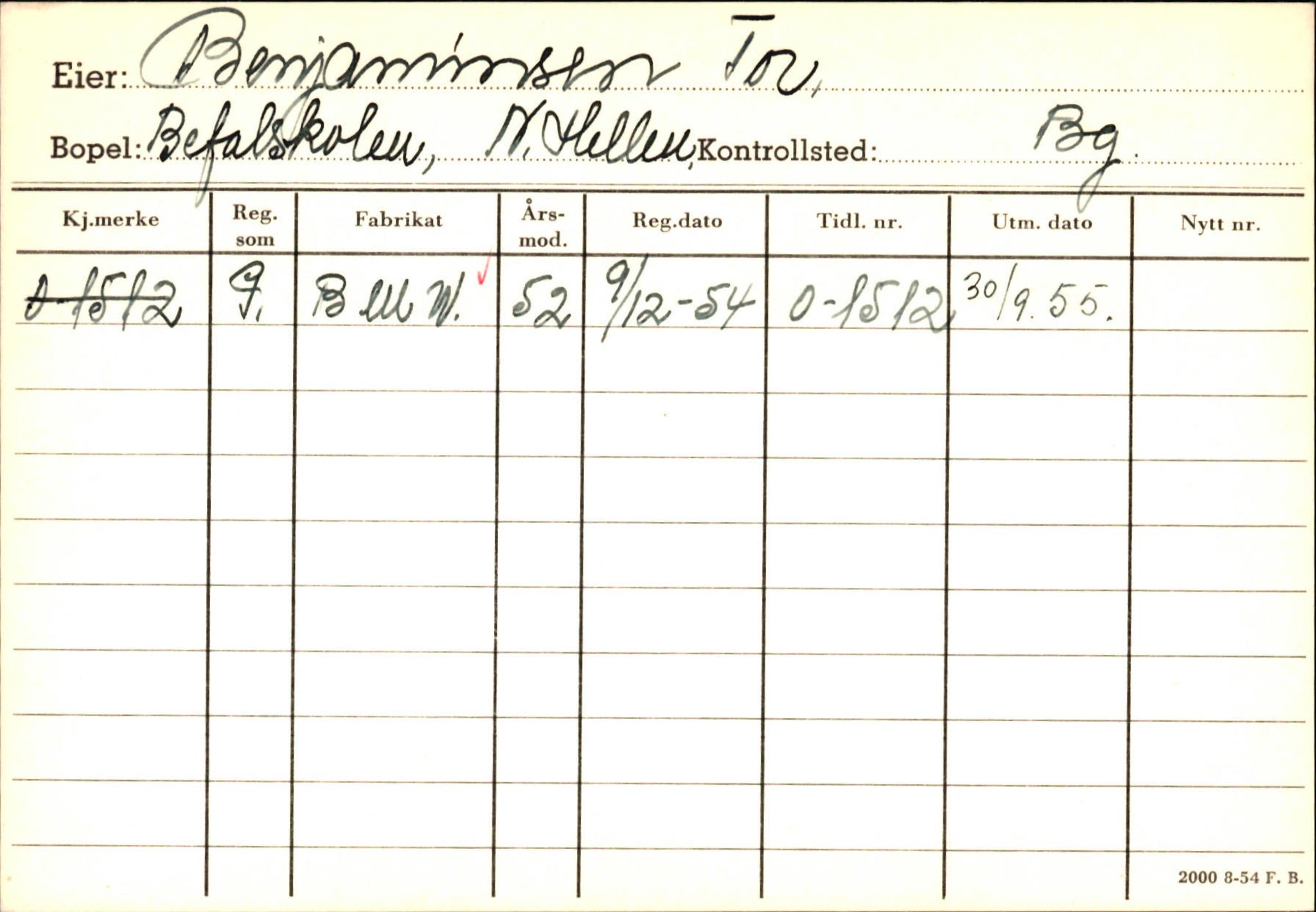 Statens vegvesen, Hordaland vegkontor, AV/SAB-A-5201/2/Hb/L0003: O-eierkort B, 1920-1971, p. 15