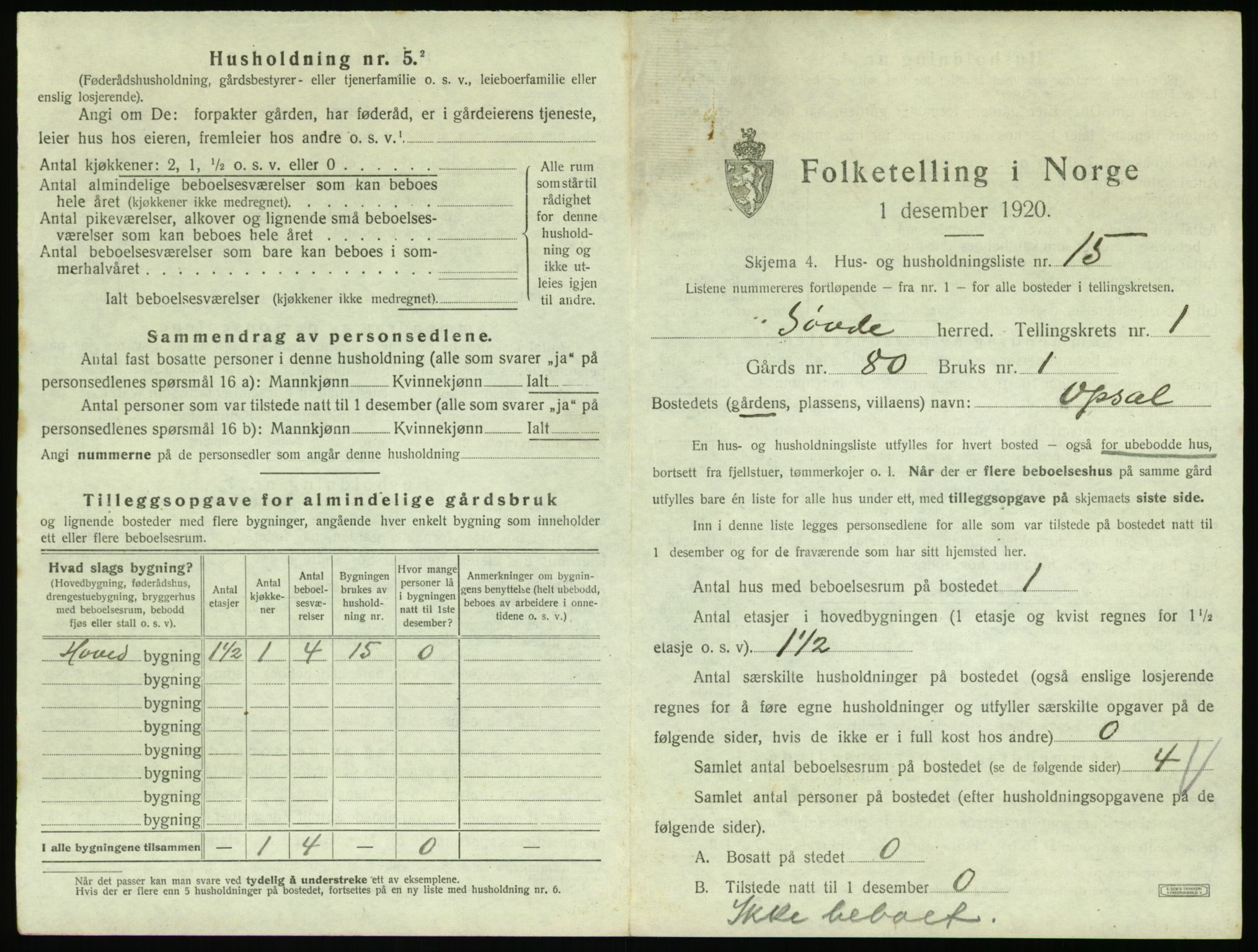 SAT, 1920 census for Syvde, 1920, p. 64