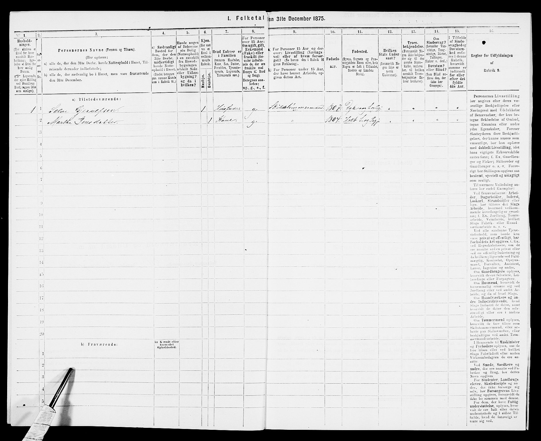 SAK, 1875 census for 0914L Holt/Holt, 1875, p. 1148