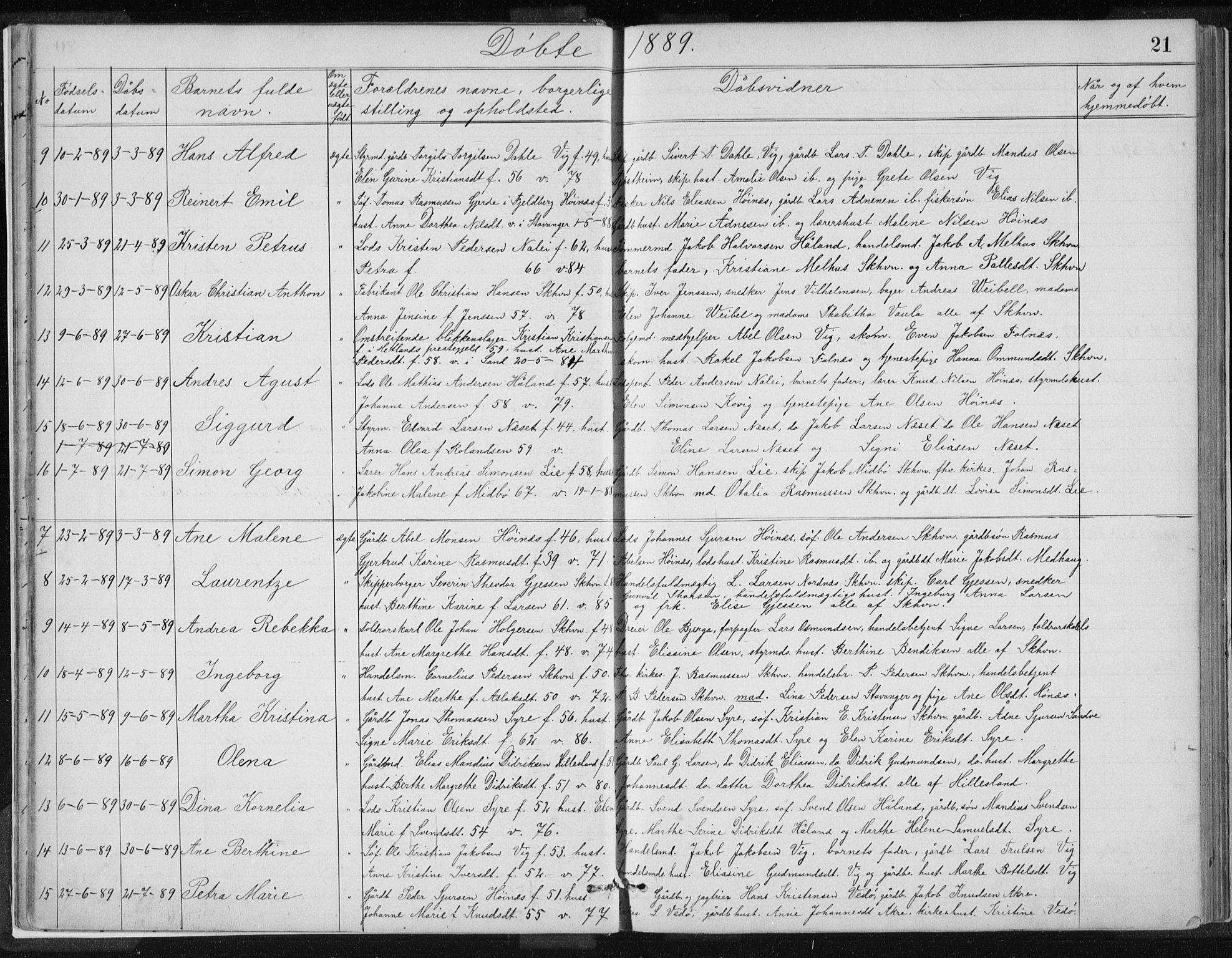 Skudenes sokneprestkontor, SAST/A -101849/H/Ha/Hab/L0007: Parish register (copy) no. B 7, 1885-1899, p. 21