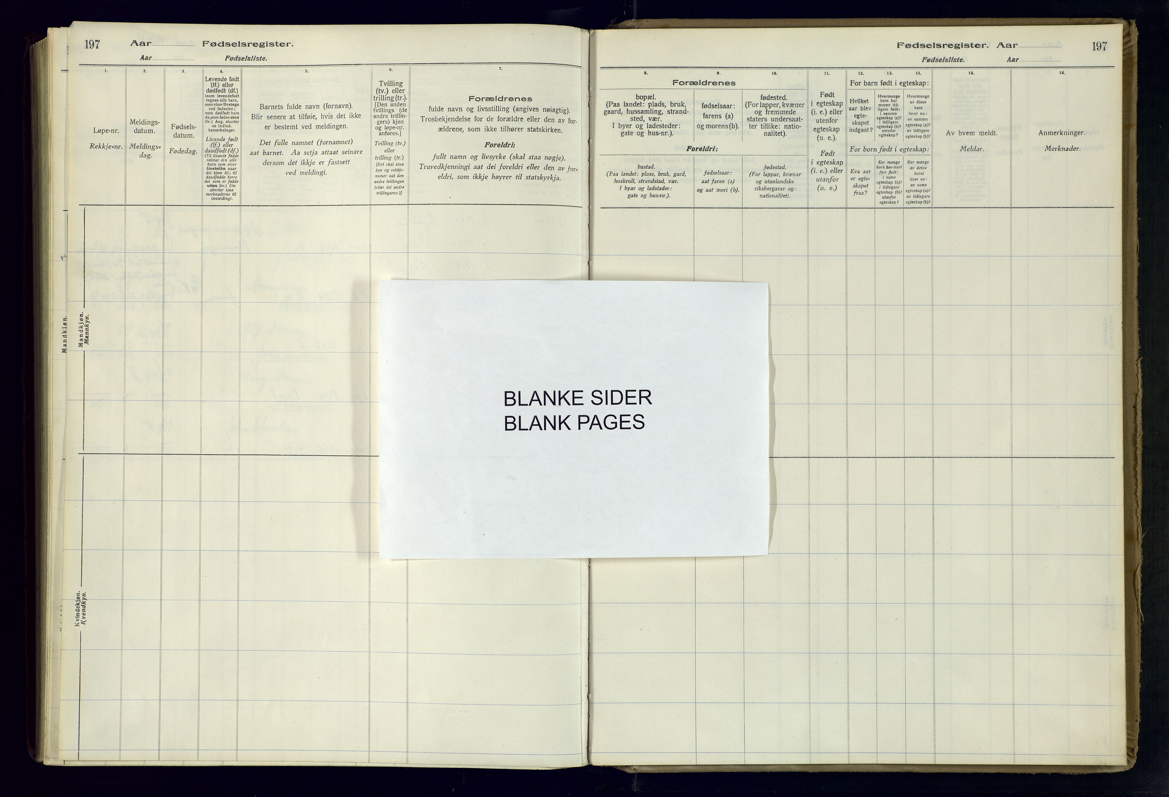 Flekkefjord sokneprestkontor, SAK/1111-0012/J/Ja/L0001: Birth register no. 1, 1916-1948