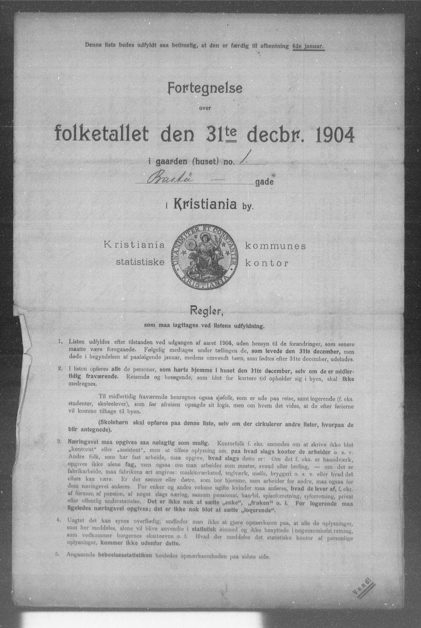 OBA, Municipal Census 1904 for Kristiania, 1904, p. 677