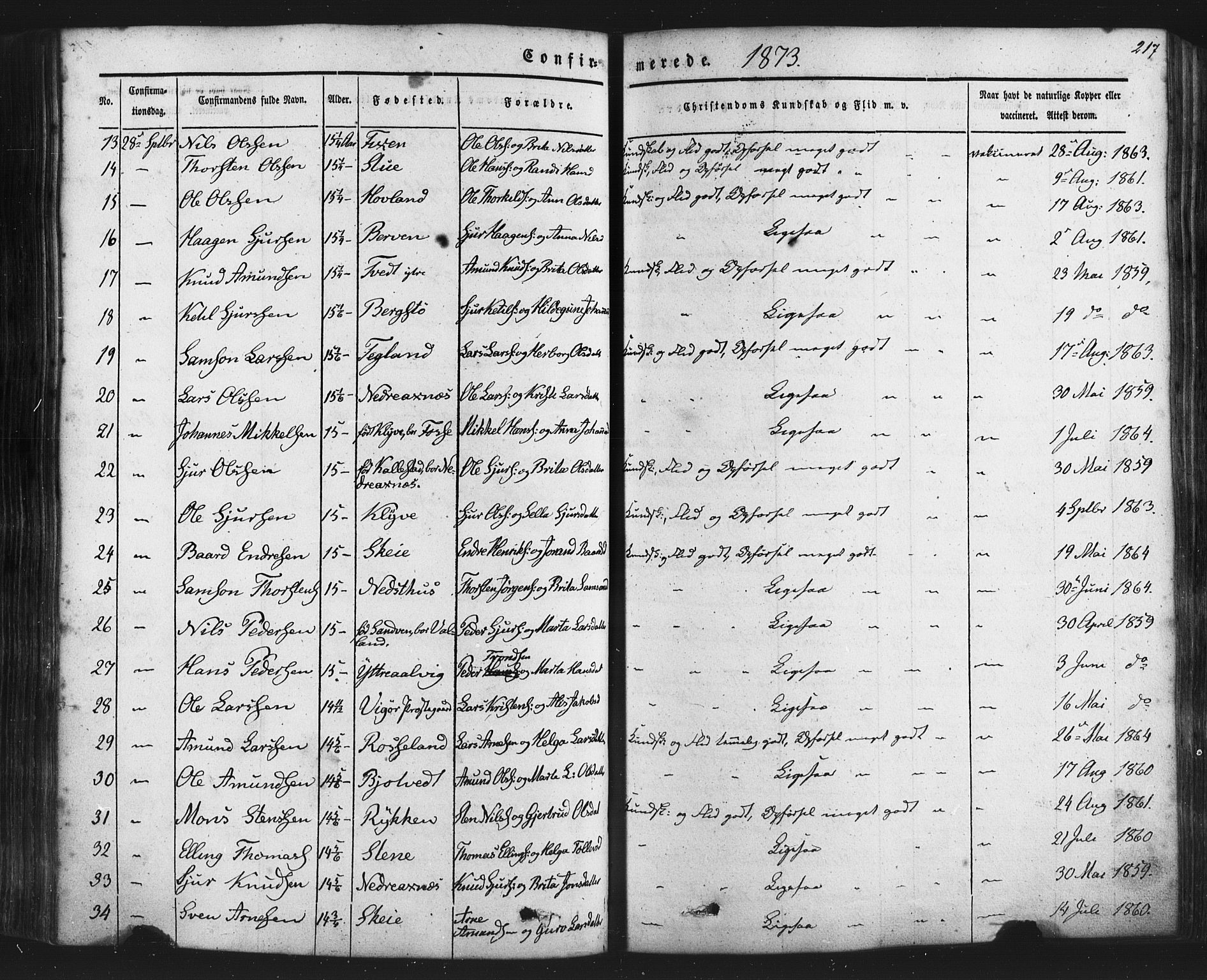 Kvam sokneprestembete, AV/SAB-A-76201/H/Haa: Parish register (official) no. A 9, 1864-1879, p. 217