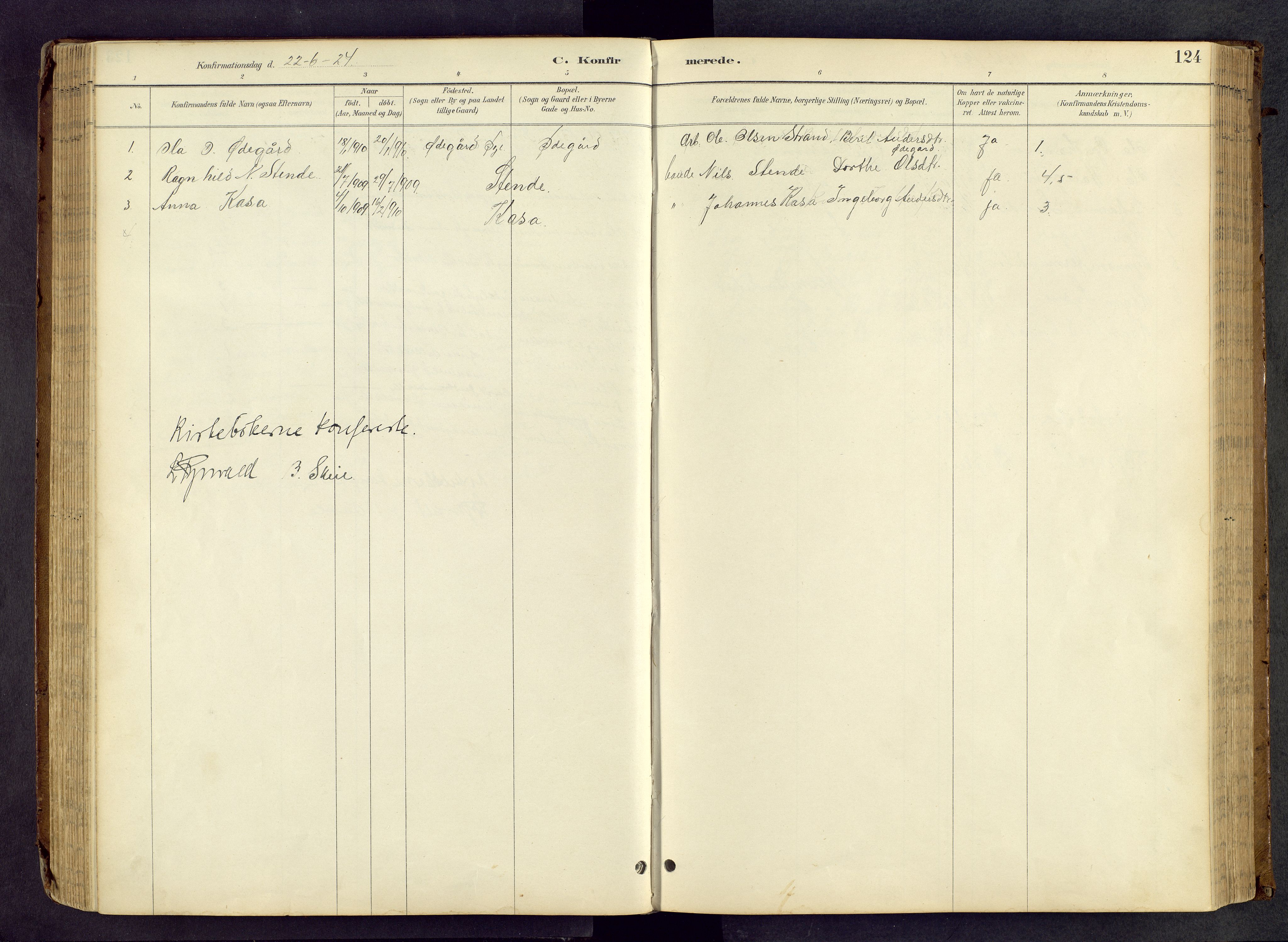Vang prestekontor, Valdres, SAH/PREST-140/H/Hb/L0005: Parish register (copy) no. 5, 1889-1945, p. 124