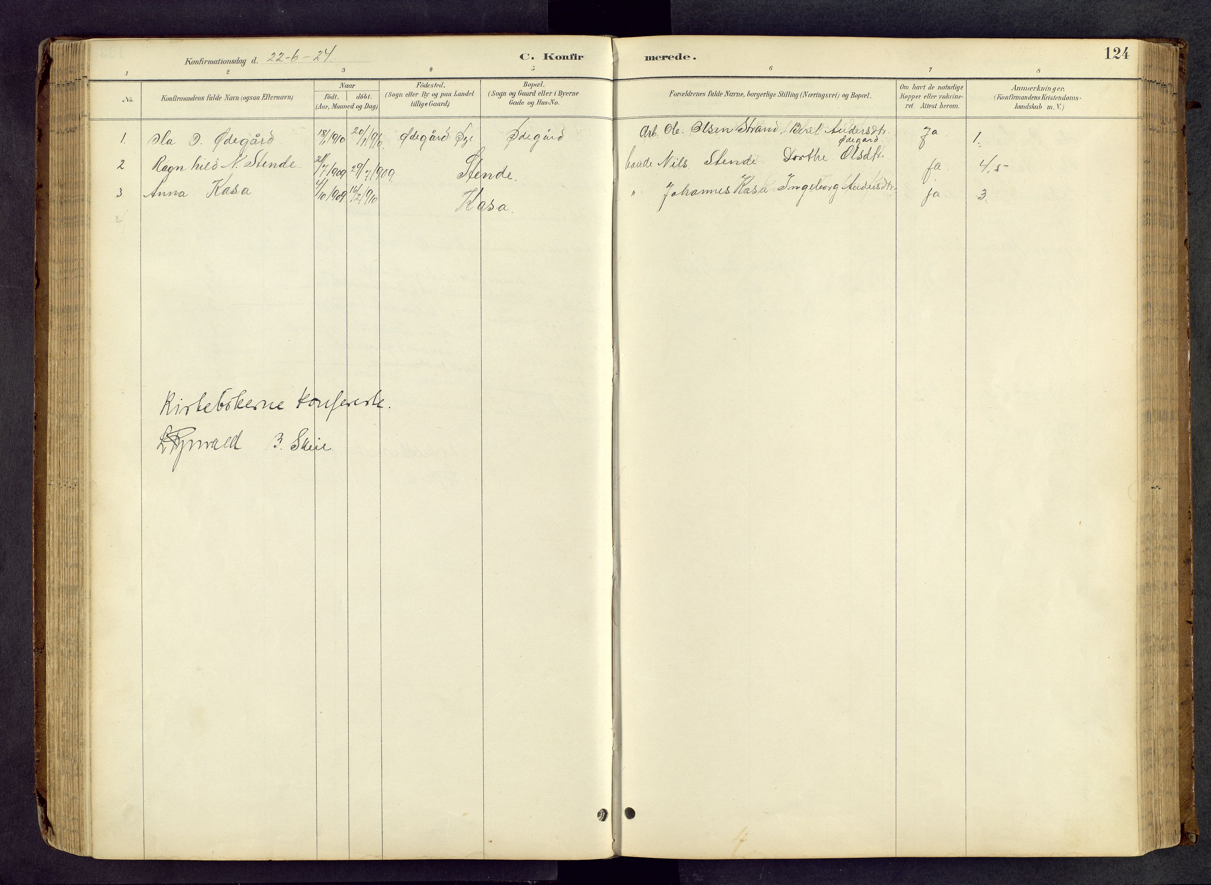 Vang prestekontor, Valdres, AV/SAH-PREST-140/H/Hb/L0005: Parish register (copy) no. 5, 1889-1945, p. 124