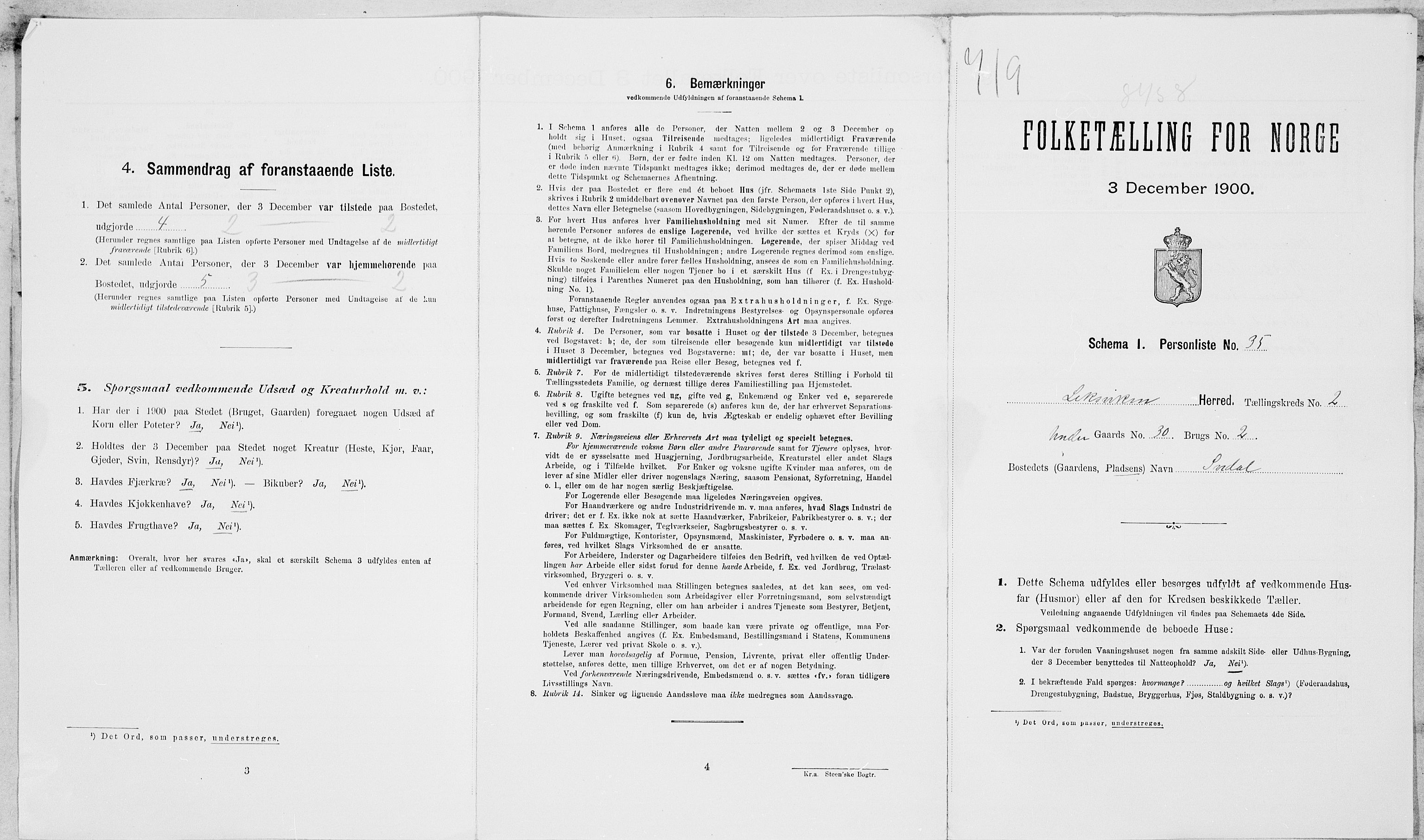 SAT, 1900 census for Leksvik, 1900, p. 30