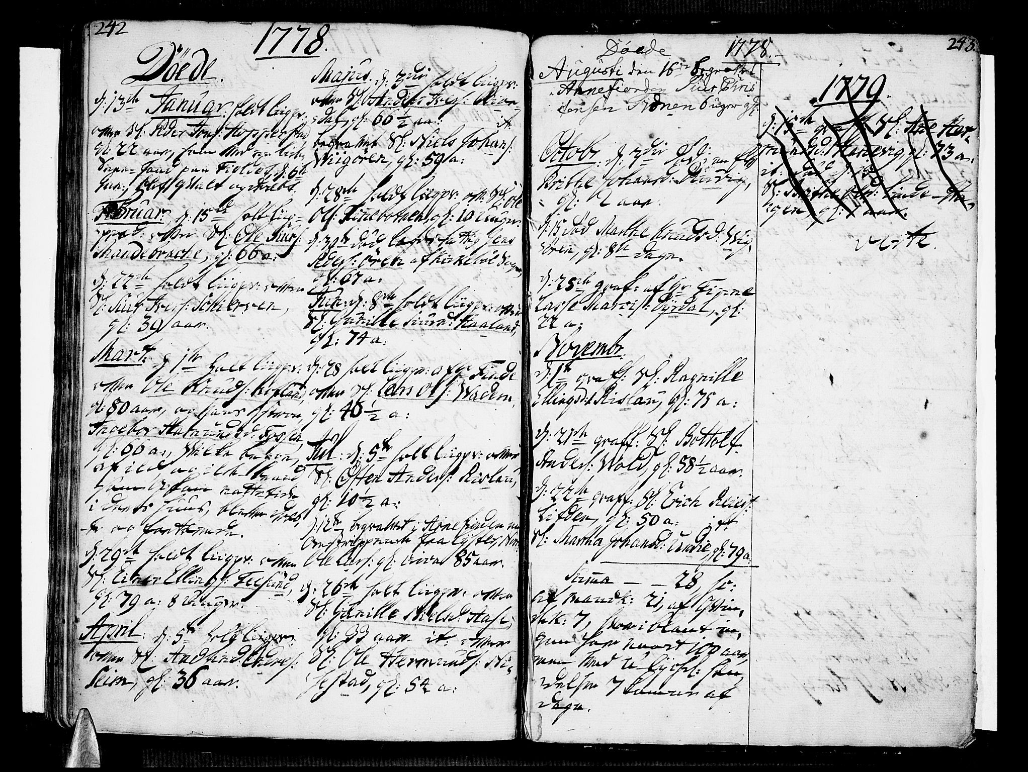 Vik sokneprestembete, SAB/A-81501: Parish register (official) no. A 4, 1772-1783, p. 242-243