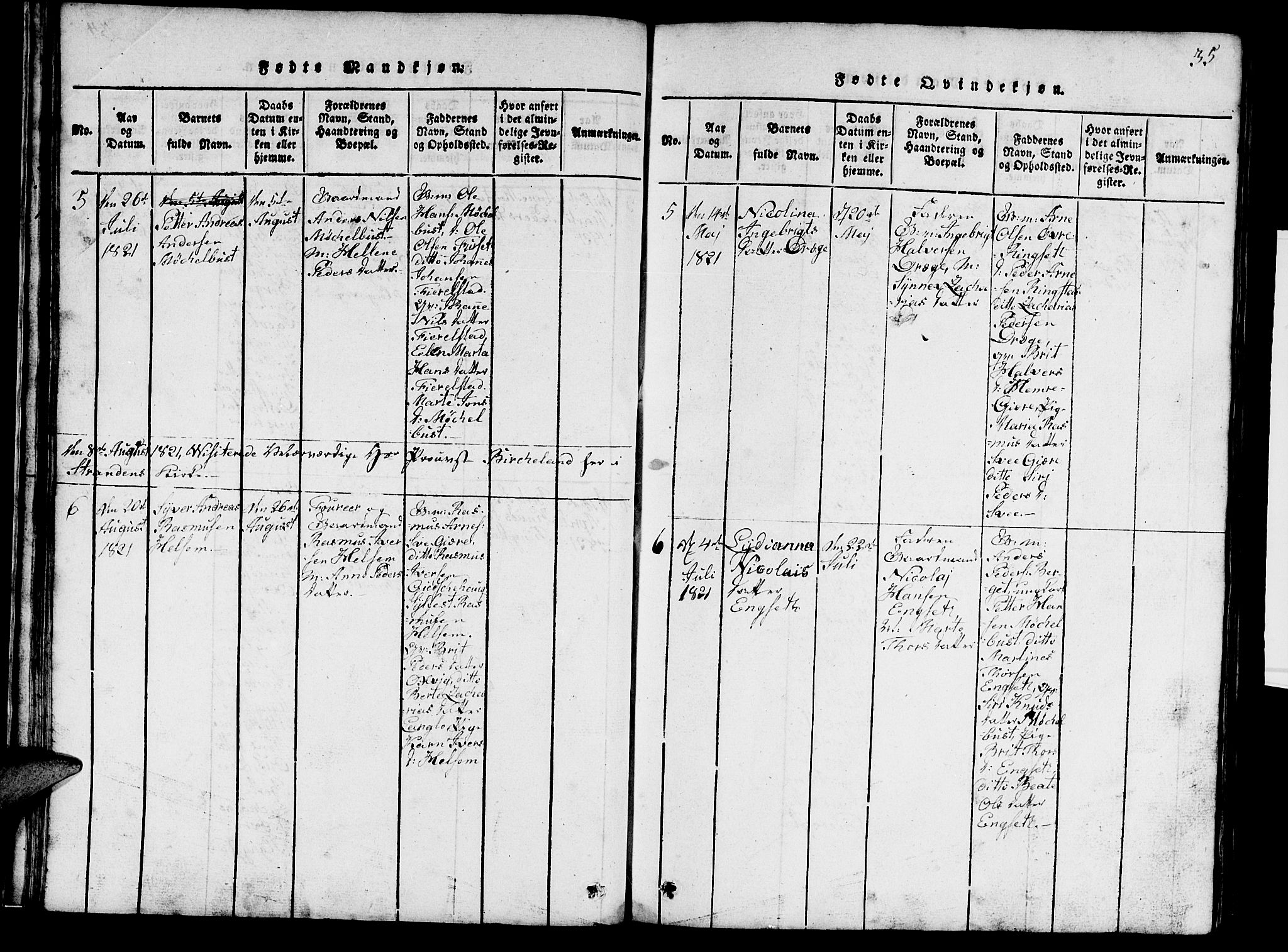 Ministerialprotokoller, klokkerbøker og fødselsregistre - Møre og Romsdal, AV/SAT-A-1454/520/L0289: Parish register (copy) no. 520C01, 1817-1837, p. 35