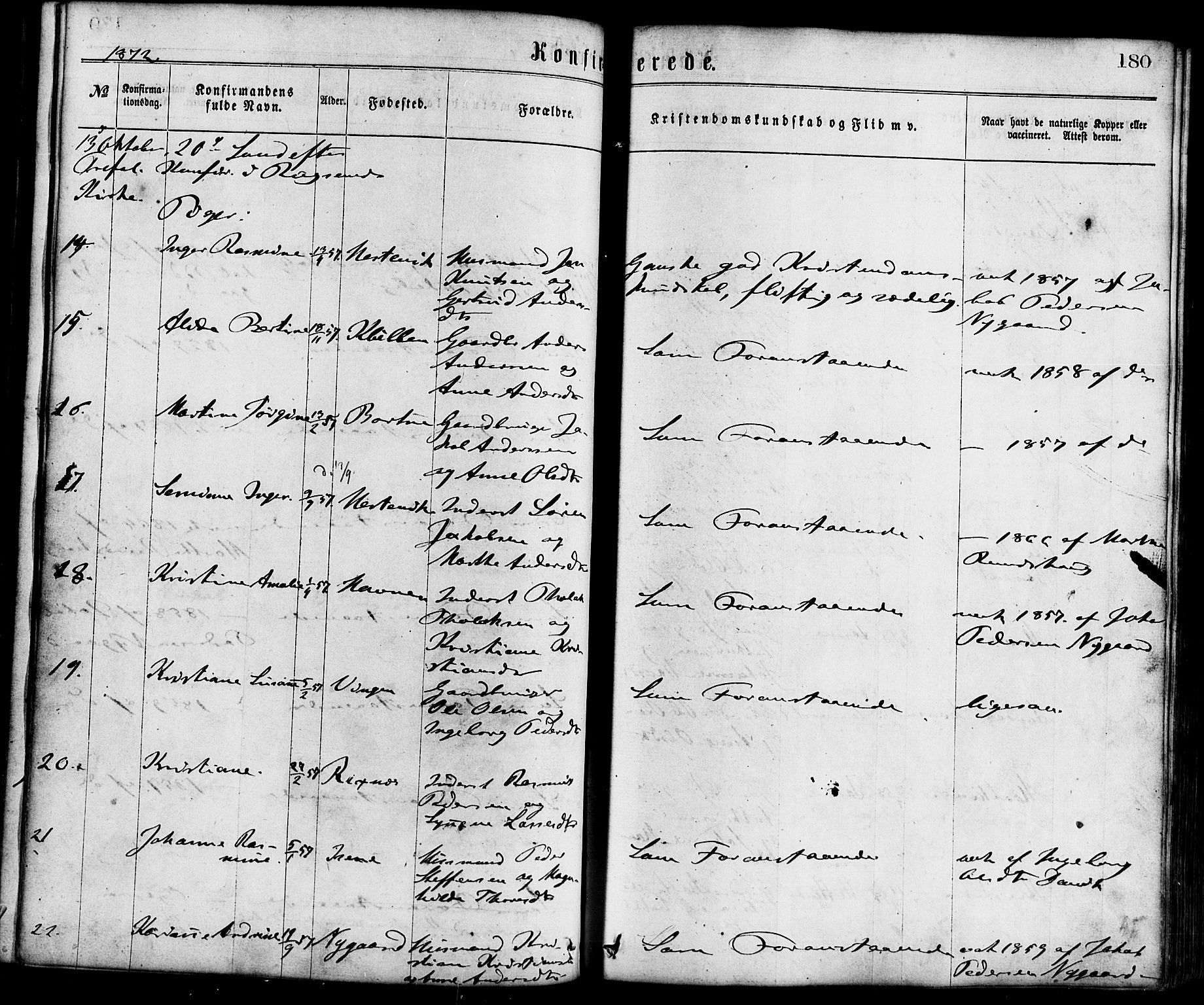 Davik sokneprestembete, SAB/A-79701/H/Haa/Haaa/L0006: Parish register (official) no. A 6, 1867-1881, p. 180