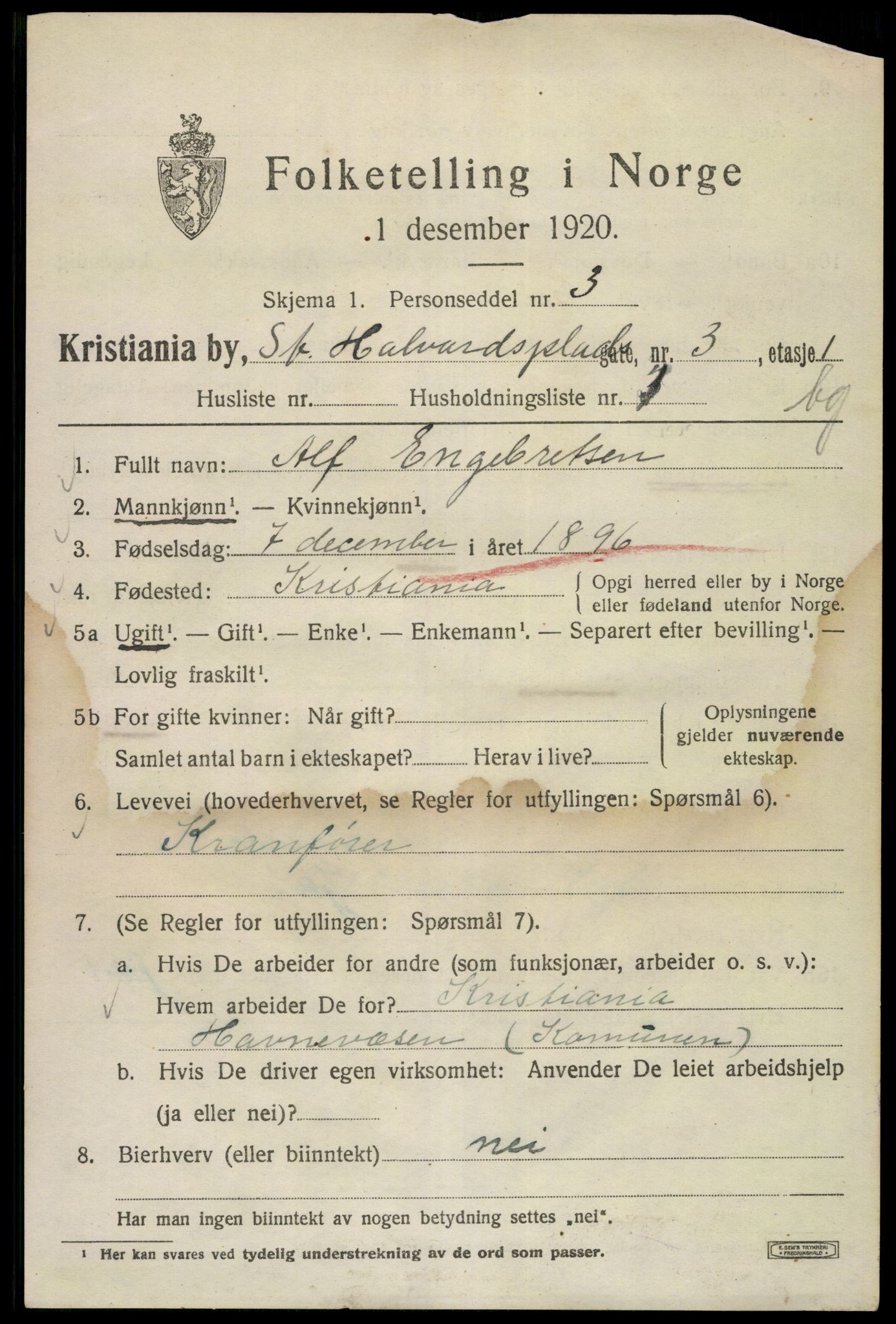 SAO, 1920 census for Kristiania, 1920, p. 534179