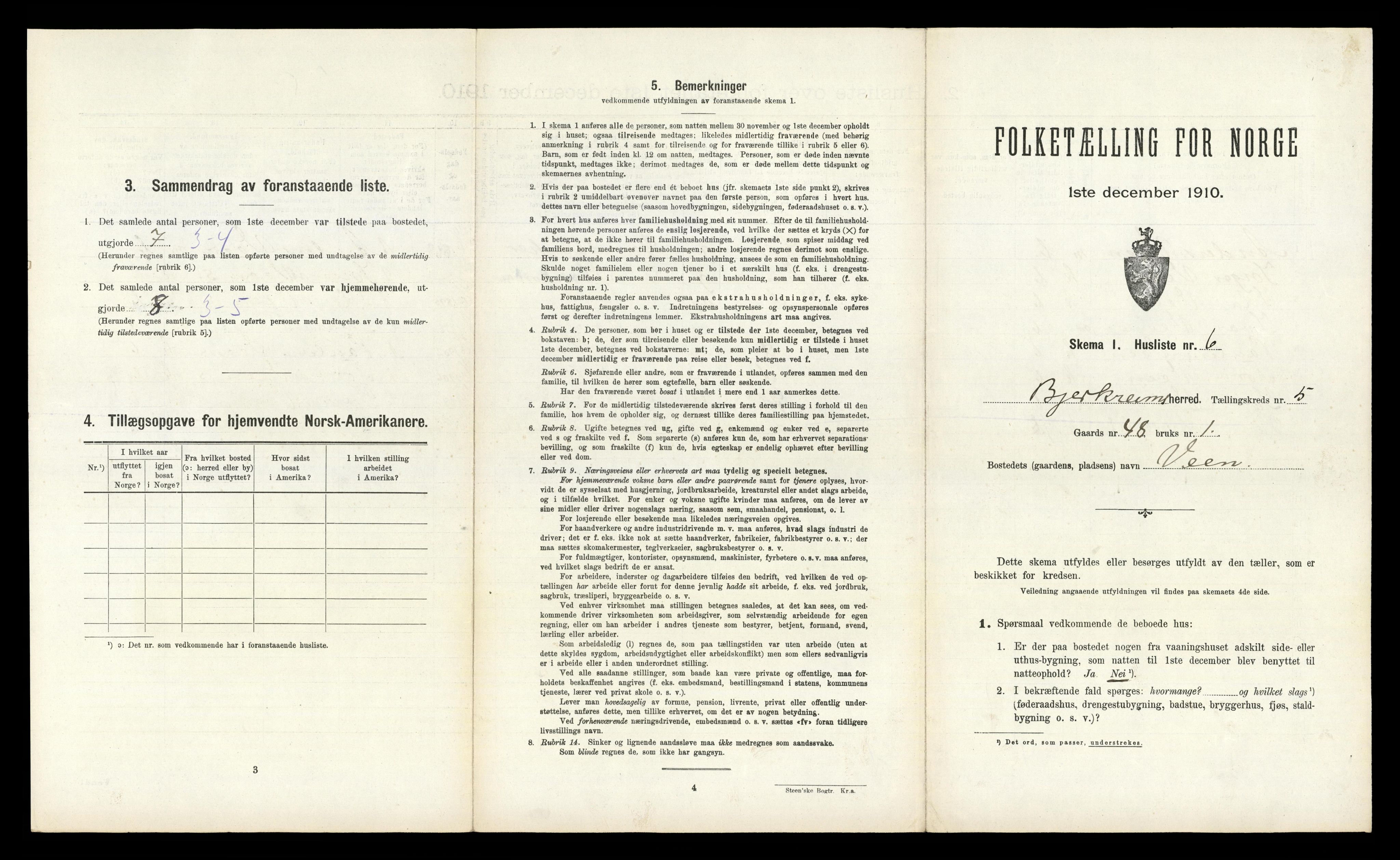 RA, 1910 census for Bjerkreim, 1910, p. 304