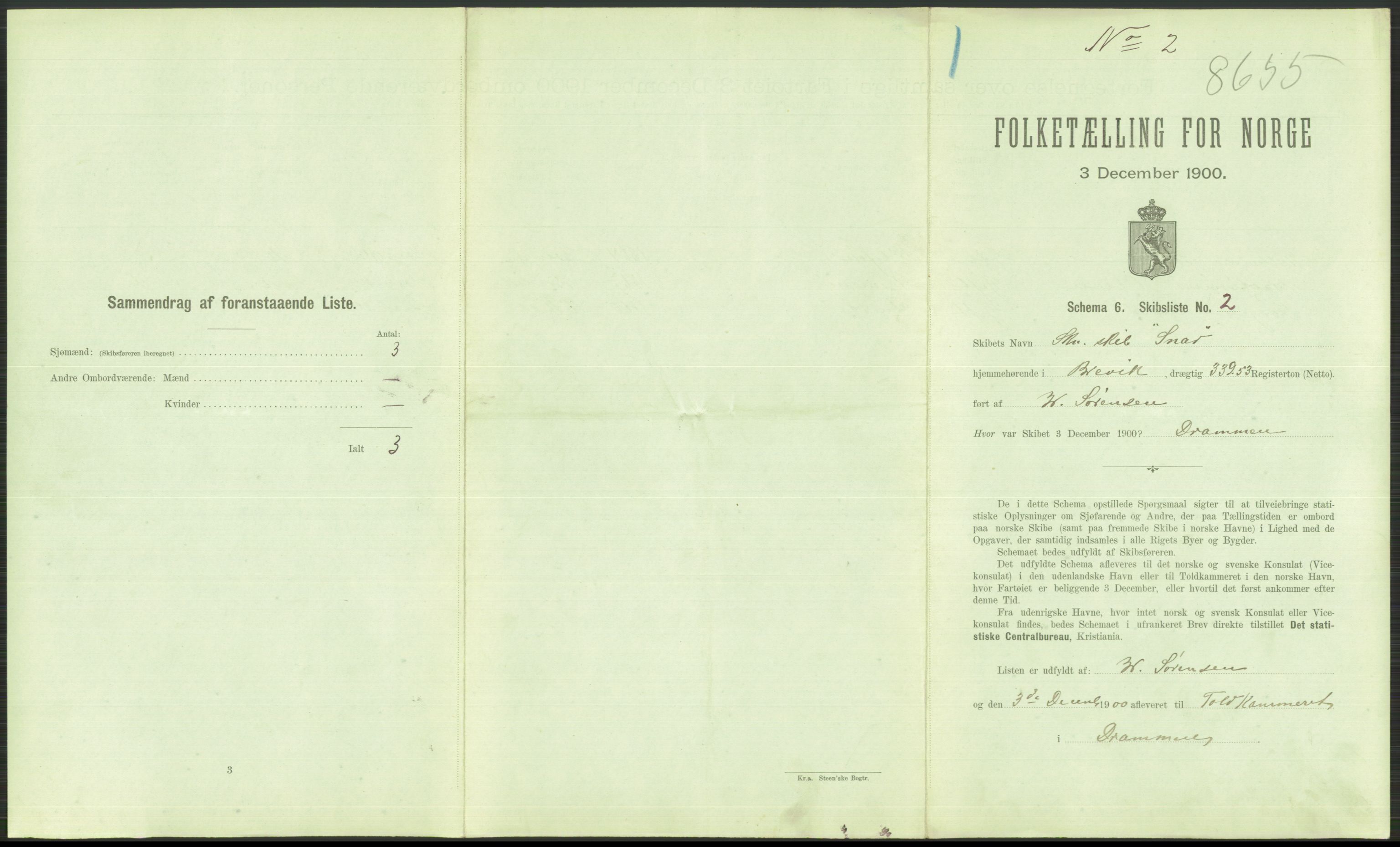 RA, 1900 Census - ship lists from ships in Norwegian harbours, harbours abroad and at sea, 1900, p. 379