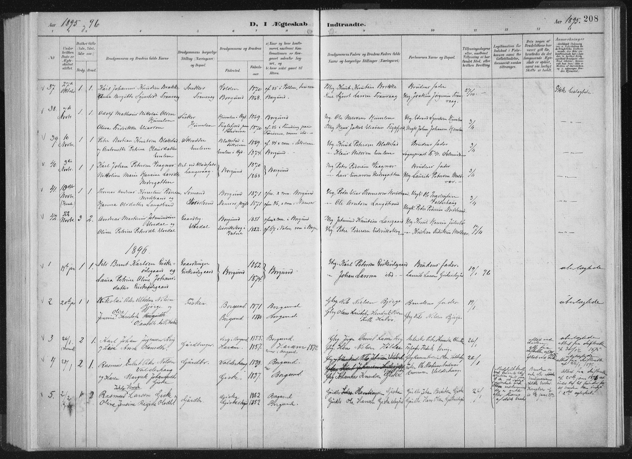 Ministerialprotokoller, klokkerbøker og fødselsregistre - Møre og Romsdal, AV/SAT-A-1454/528/L0405: Parish register (official) no. 528A14, 1891-1906, p. 208