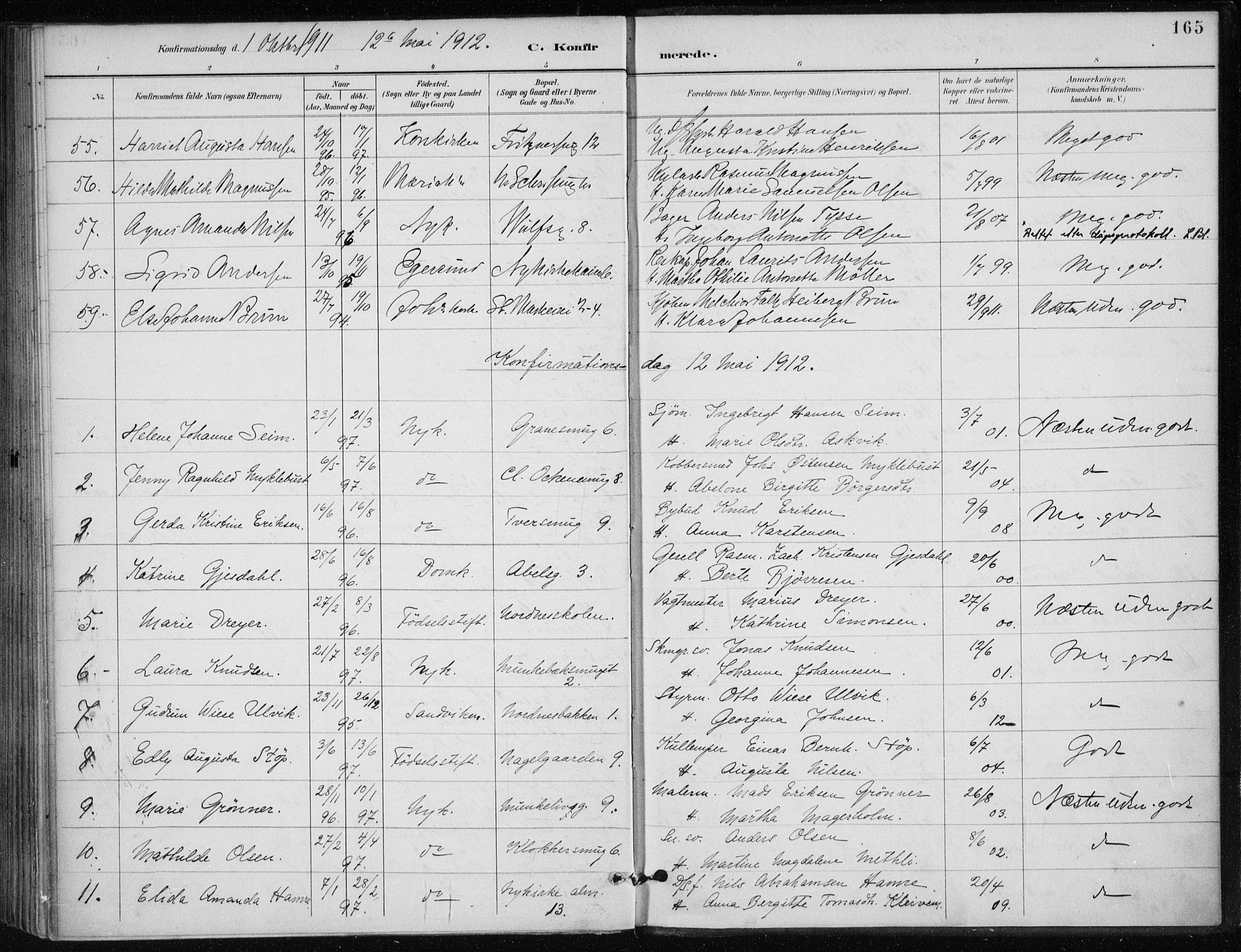 Nykirken Sokneprestembete, SAB/A-77101/H/Haa/L0028: Parish register (official) no. C 7, 1887-1913, p. 165