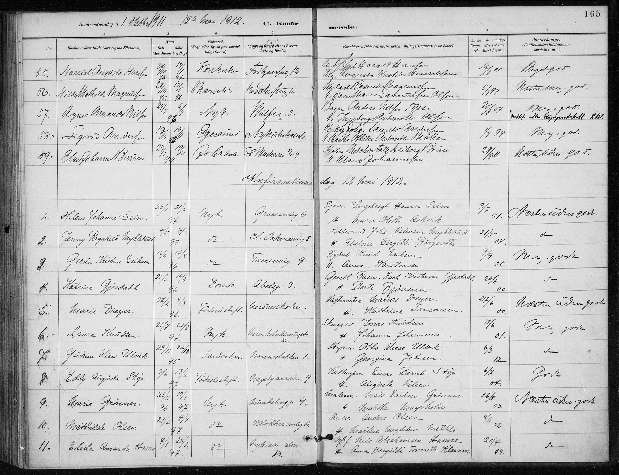 Nykirken Sokneprestembete, AV/SAB-A-77101/H/Haa/L0028: Parish register (official) no. C 7, 1887-1913, p. 165