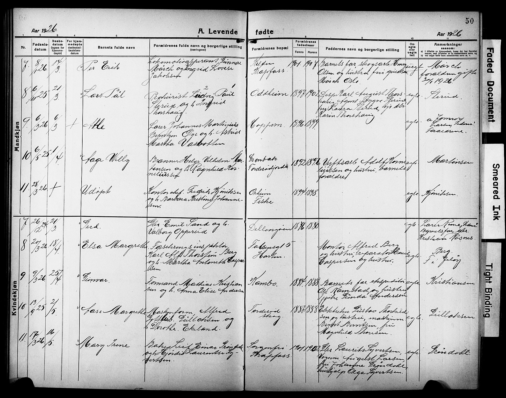 Moss prestekontor Kirkebøker, AV/SAO-A-2003/G/Gb/L0004: Parish register (copy) no. II 4, 1920-1932, p. 50