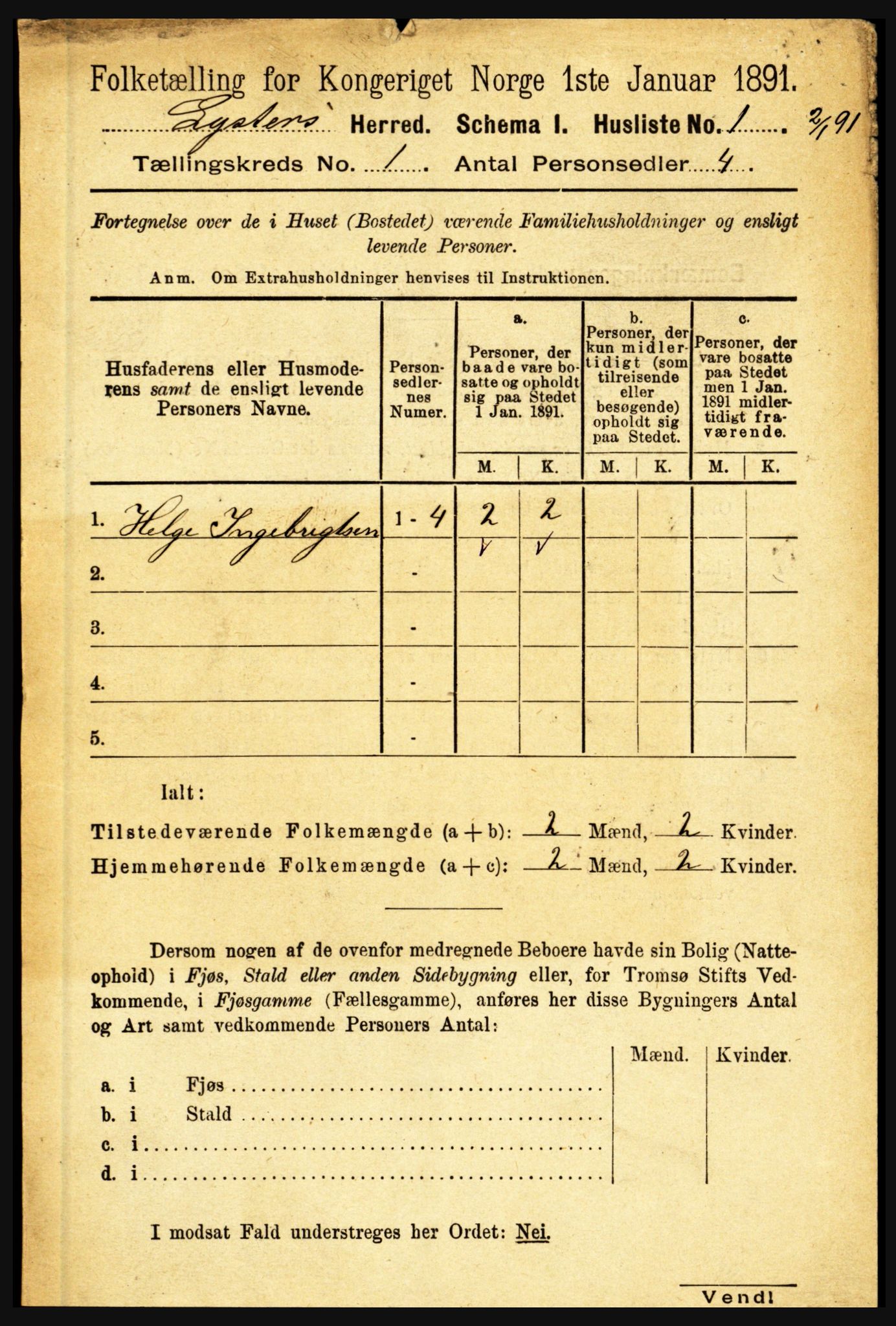 RA, 1891 census for 1426 Luster, 1891, p. 32