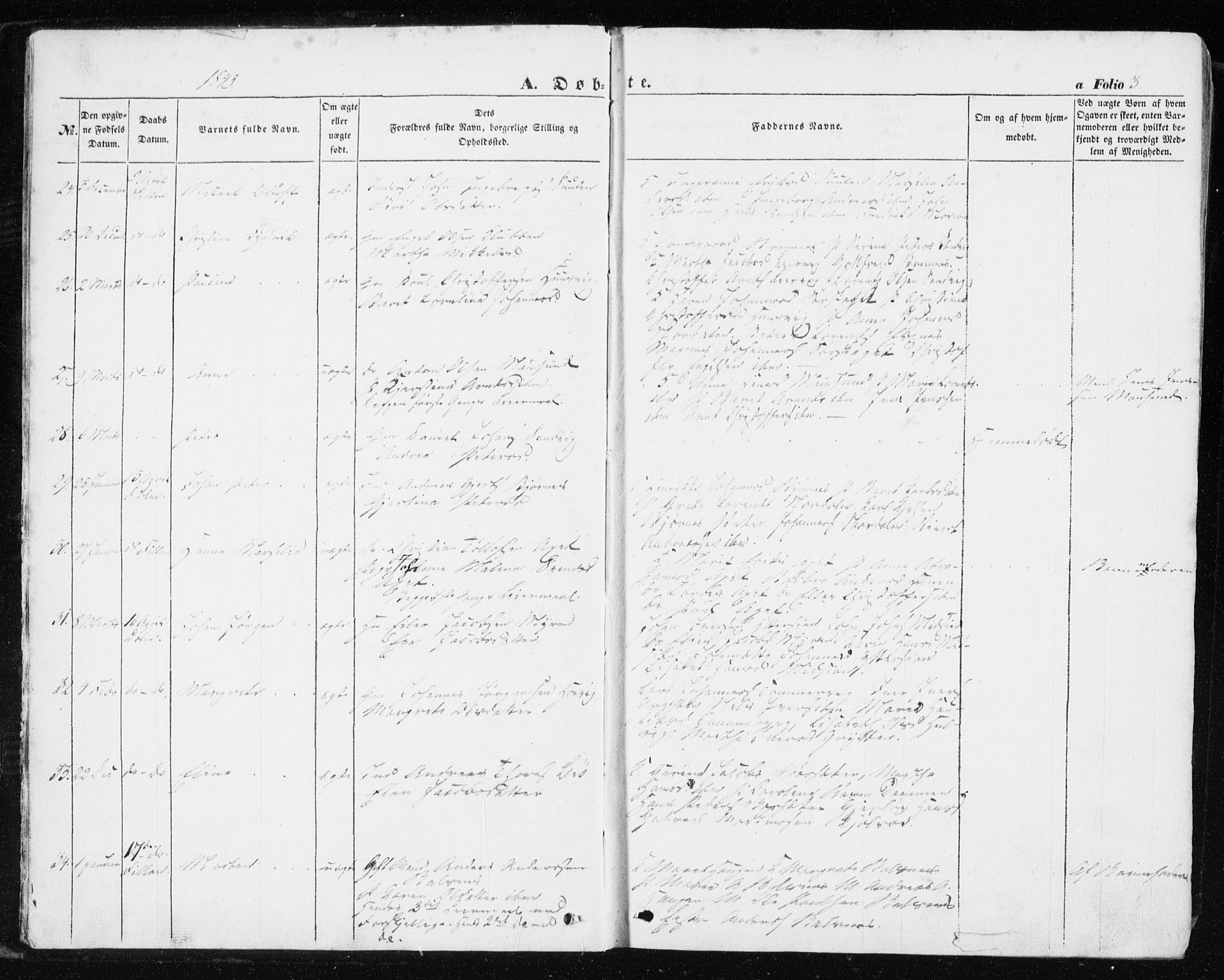 Ministerialprotokoller, klokkerbøker og fødselsregistre - Sør-Trøndelag, AV/SAT-A-1456/634/L0529: Parish register (official) no. 634A05, 1843-1851, p. 3