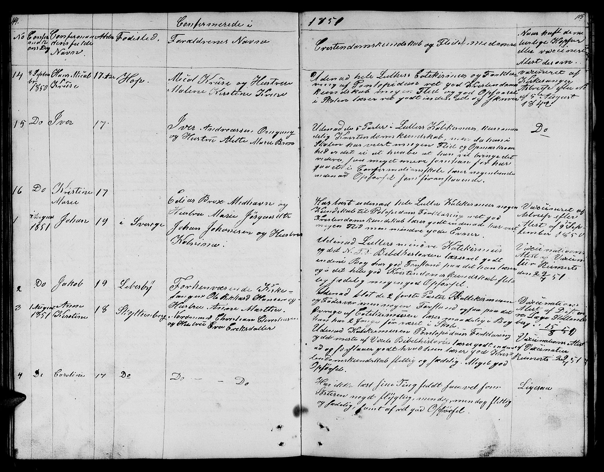 Lebesby sokneprestkontor, SATØ/S-1353/H/Hb/L0001klokker: Parish register (copy) no. 1, 1846-1862, p. 114-115