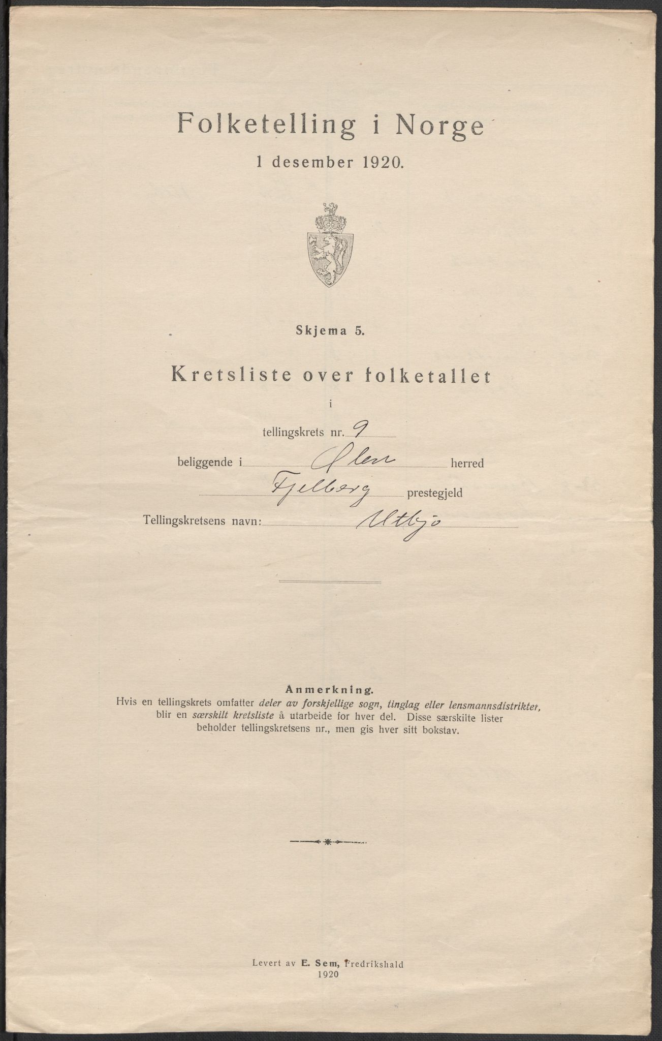 SAB, 1920 census for Ølen, 1920, p. 30