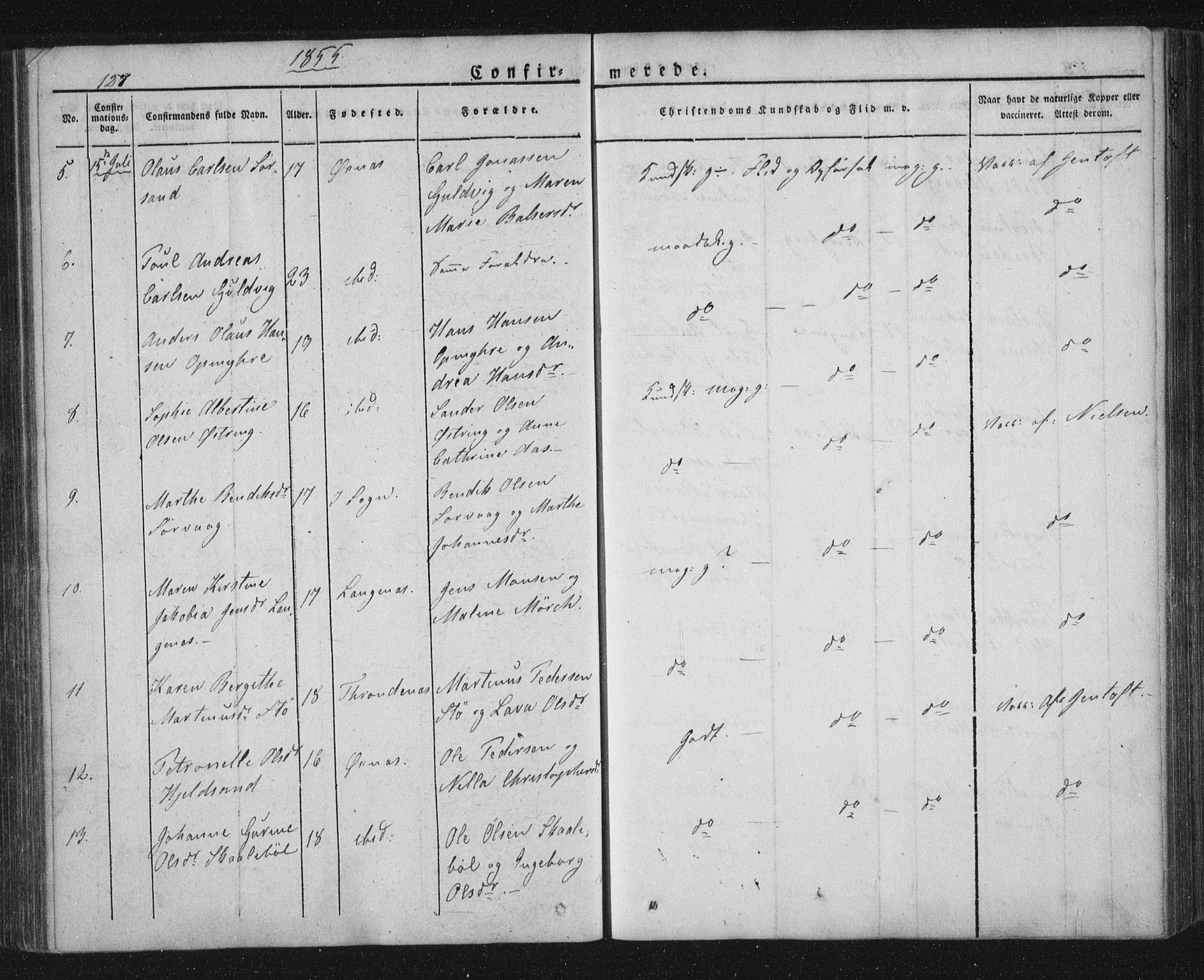 Ministerialprotokoller, klokkerbøker og fødselsregistre - Nordland, AV/SAT-A-1459/893/L1332: Parish register (official) no. 893A05, 1841-1858, p. 127