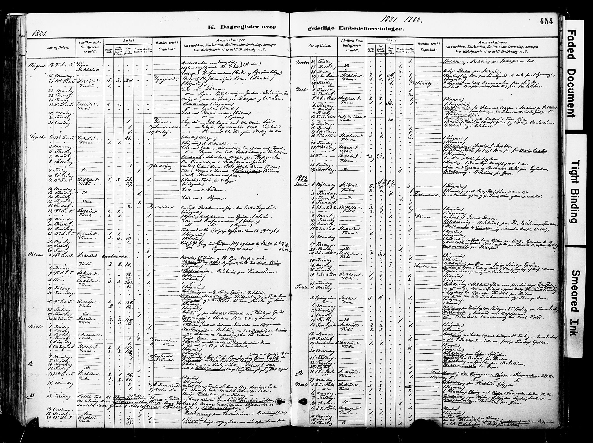 Ministerialprotokoller, klokkerbøker og fødselsregistre - Nord-Trøndelag, SAT/A-1458/723/L0244: Parish register (official) no. 723A13, 1881-1899, p. 454