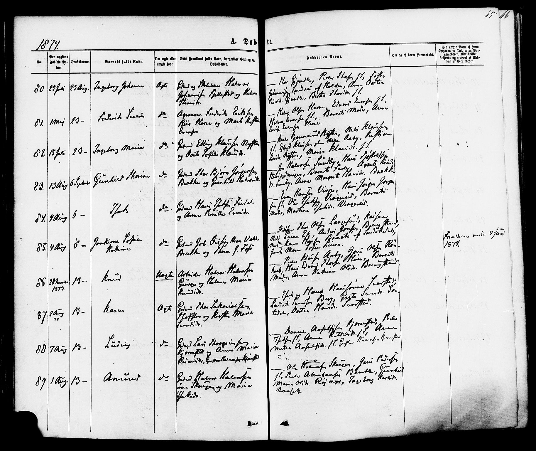 Bamble kirkebøker, AV/SAKO-A-253/F/Fa/L0006: Parish register (official) no. I 6, 1869-1877, p. 65