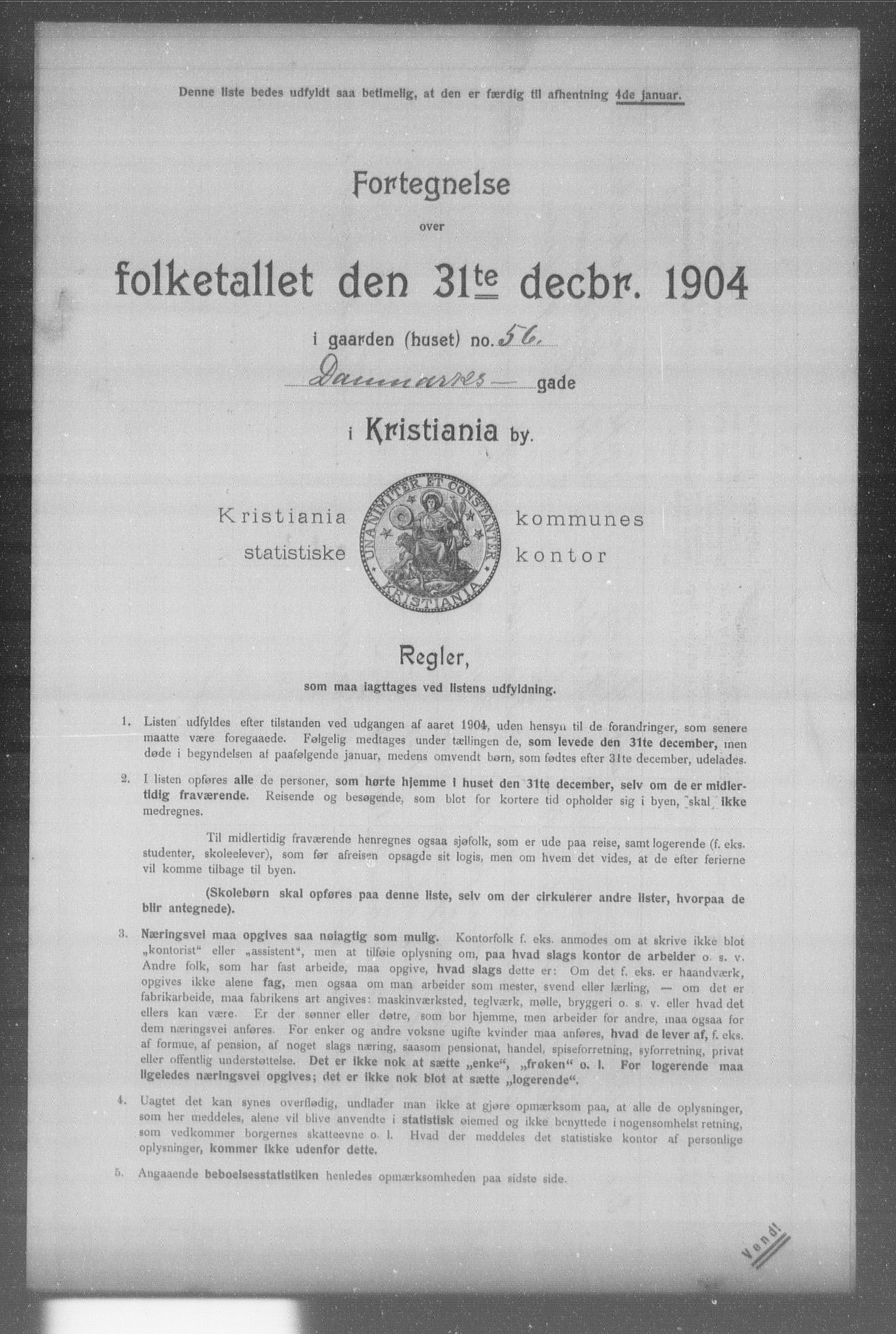 OBA, Municipal Census 1904 for Kristiania, 1904, p. 3050