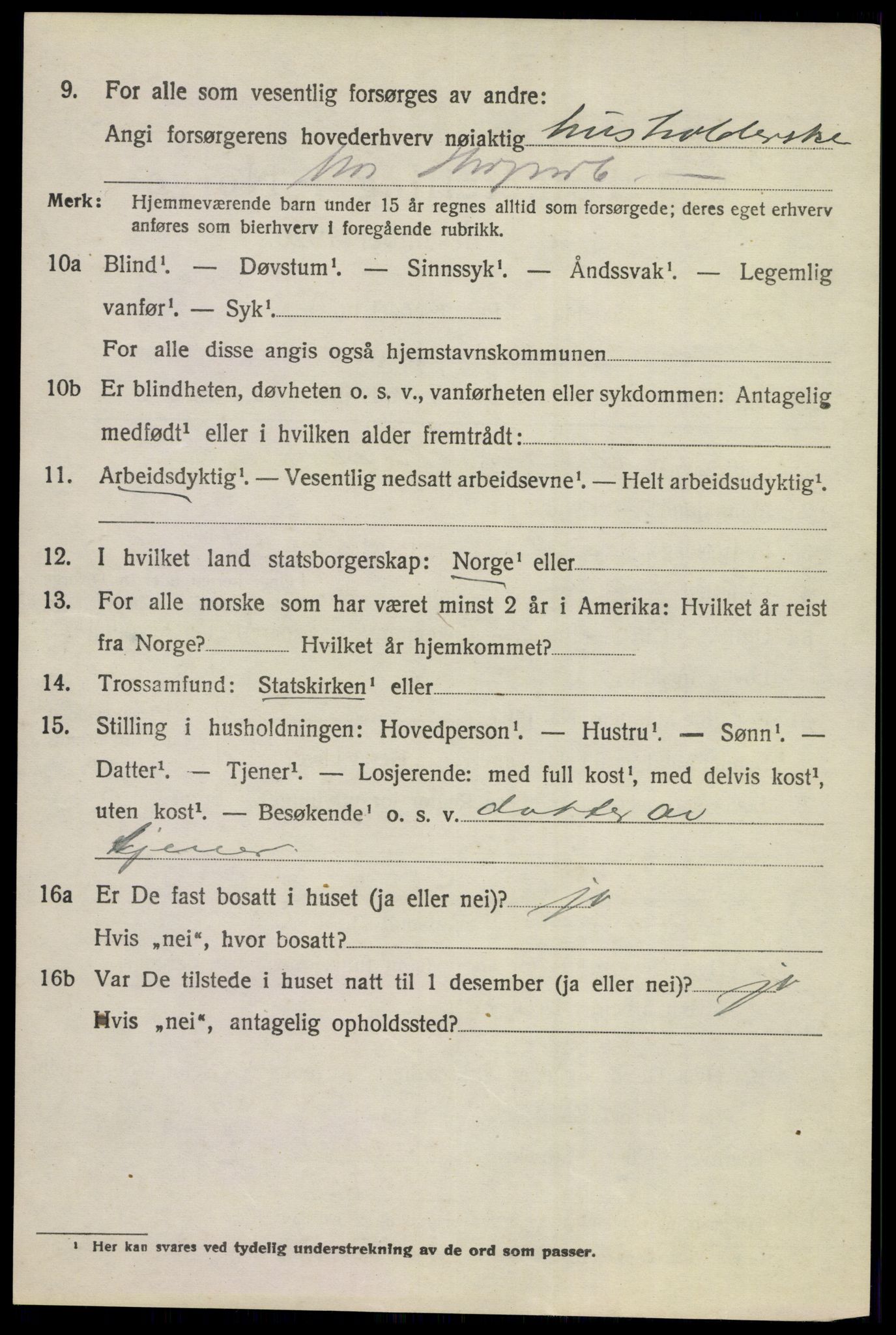 SAKO, 1920 census for Tyristrand, 1920, p. 2985