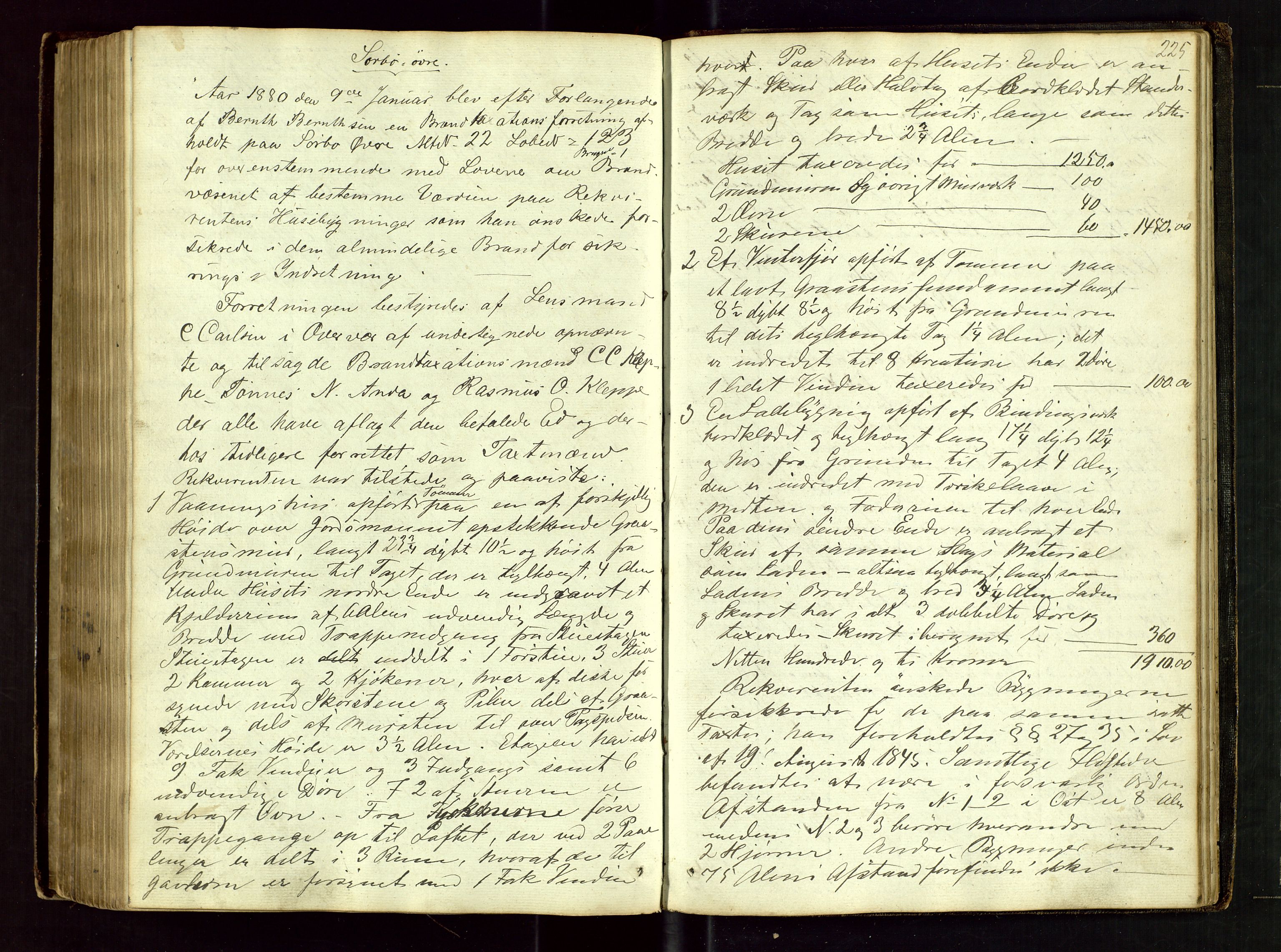 Klepp lensmannskontor, AV/SAST-A-100163/Gob/L0001: "Brandtaxatjons Protocol for Kleps Thinglaug", 1846-1881, p. 224b-225a