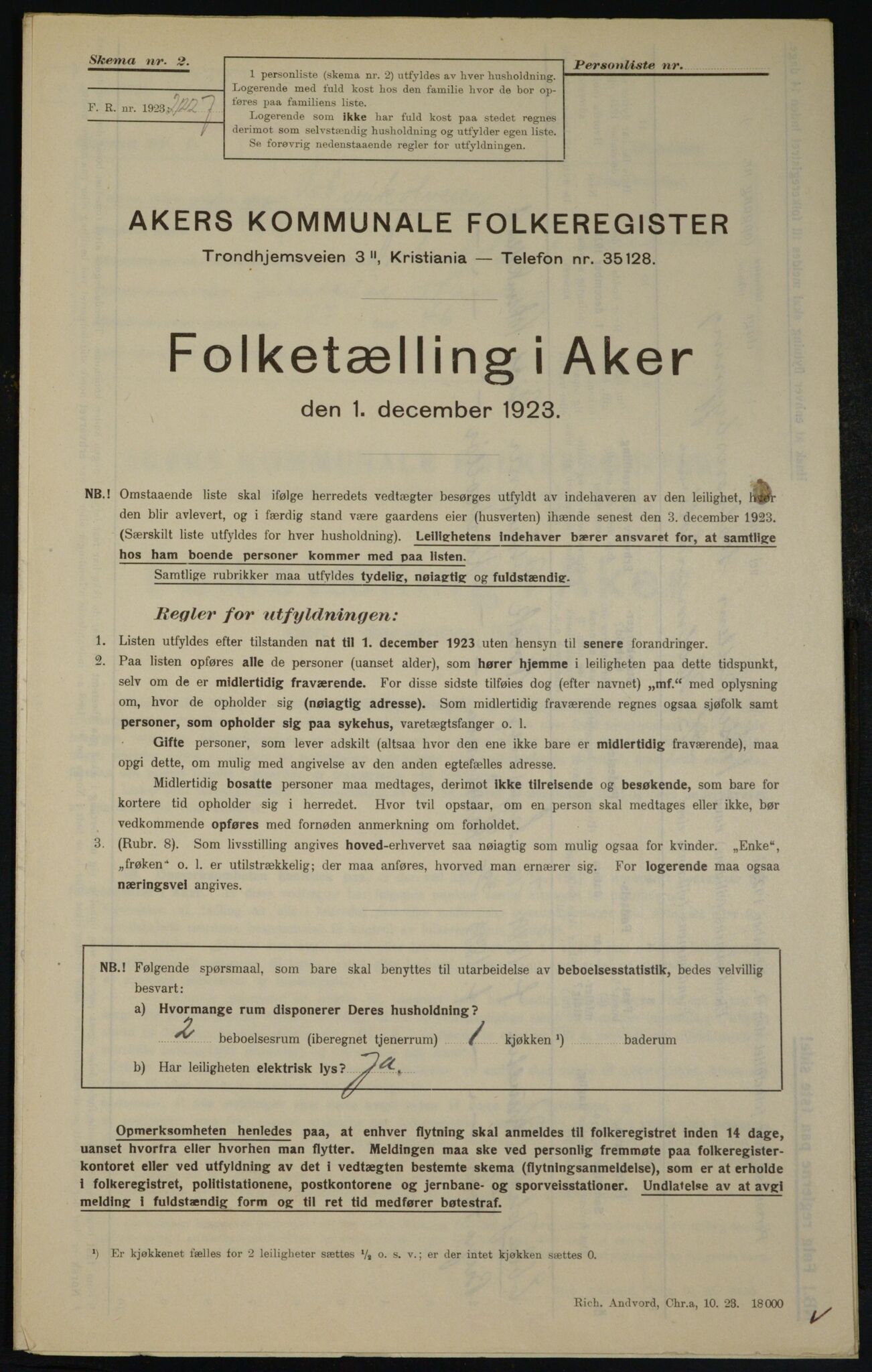 , Municipal Census 1923 for Aker, 1923, p. 22280