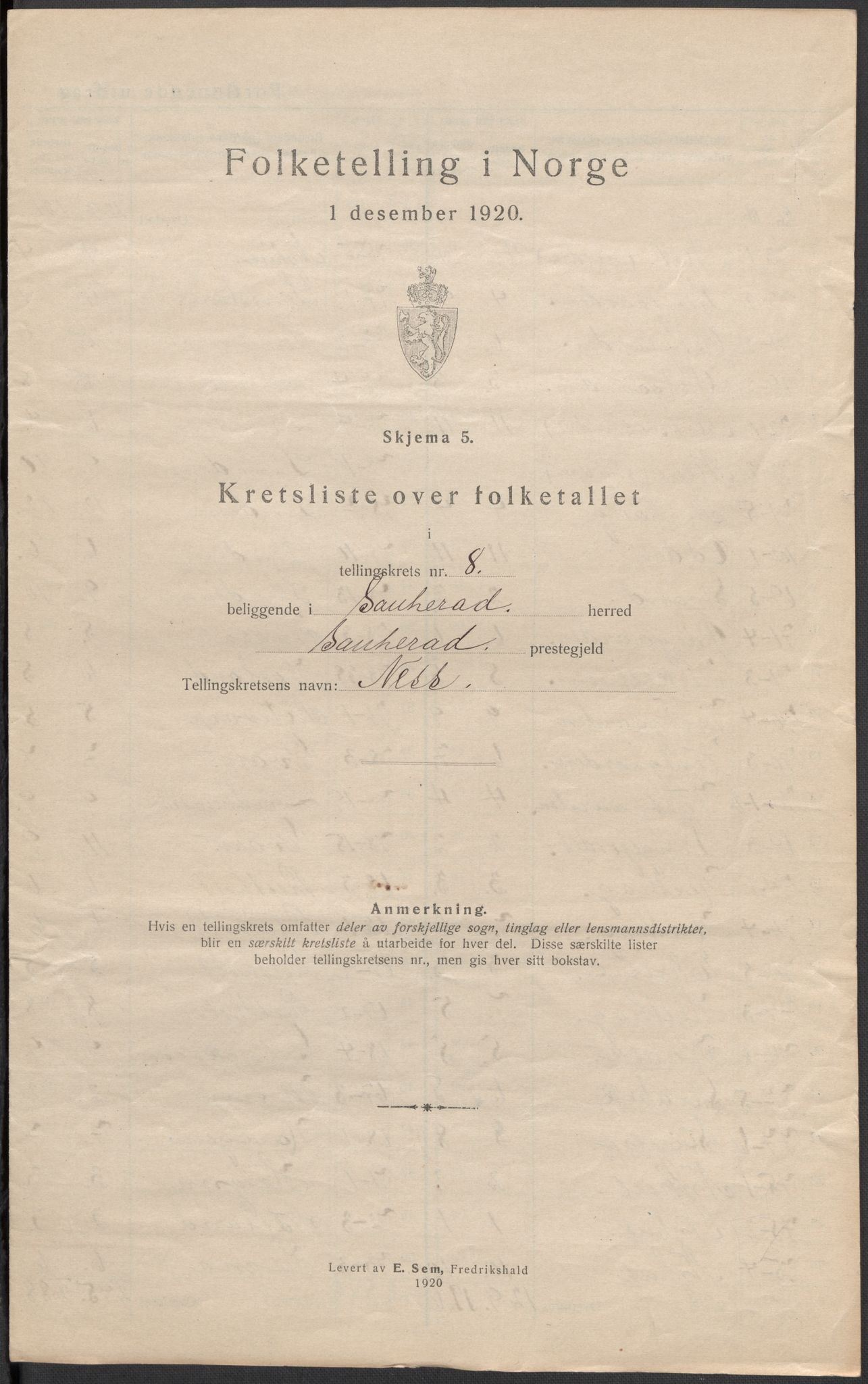 SAKO, 1920 census for Sauherad, 1920, p. 30