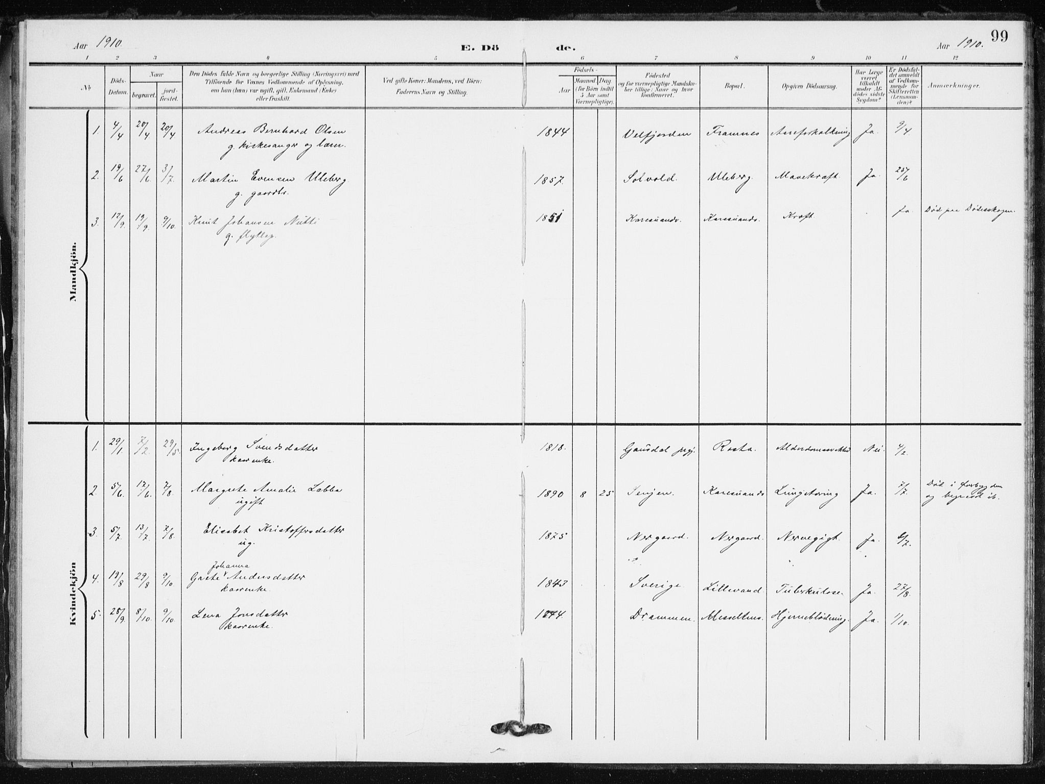 Målselv sokneprestembete, SATØ/S-1311/G/Ga/Gaa/L0012kirke: Parish register (official) no. 12, 1903-1920, p. 99