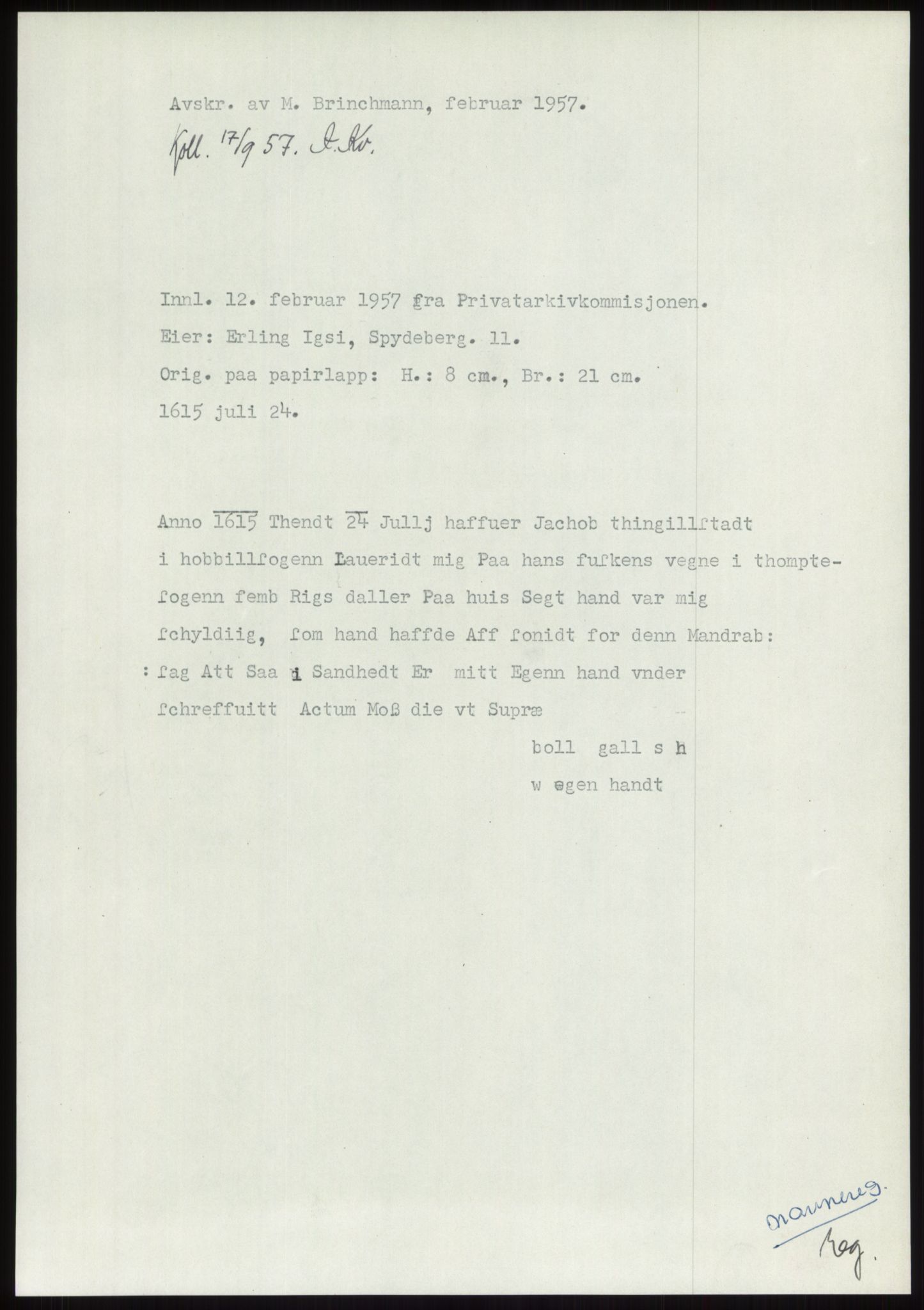 Samlinger til kildeutgivelse, Diplomavskriftsamlingen, AV/RA-EA-4053/H/Ha, p. 370