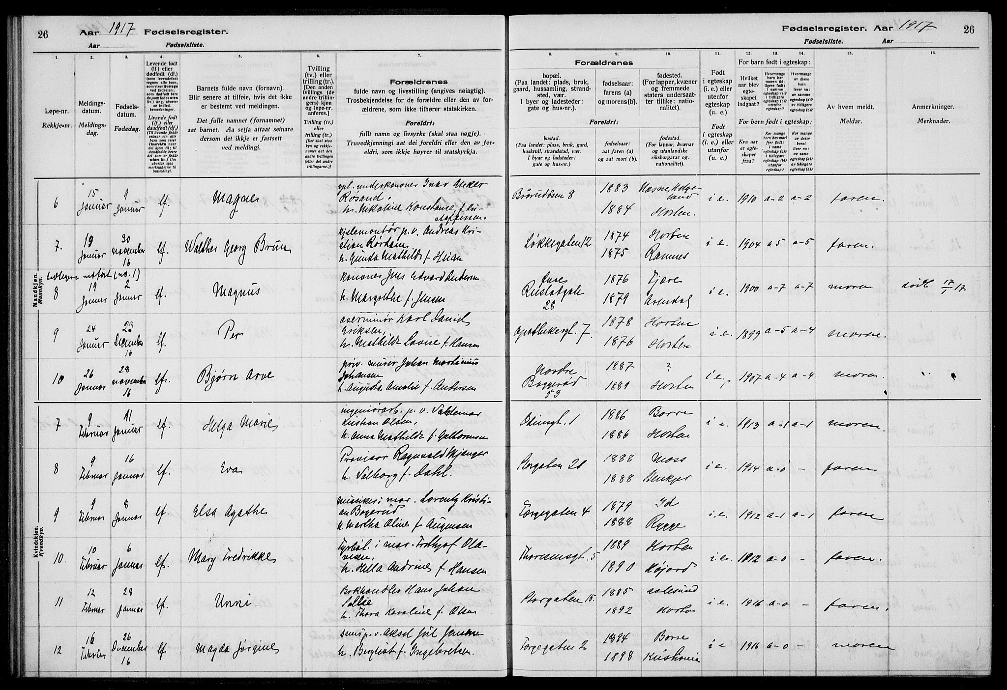 Horten kirkebøker, AV/SAKO-A-348/J/Ja/L0001: Birth register no. 1, 1916-1923, p. 26