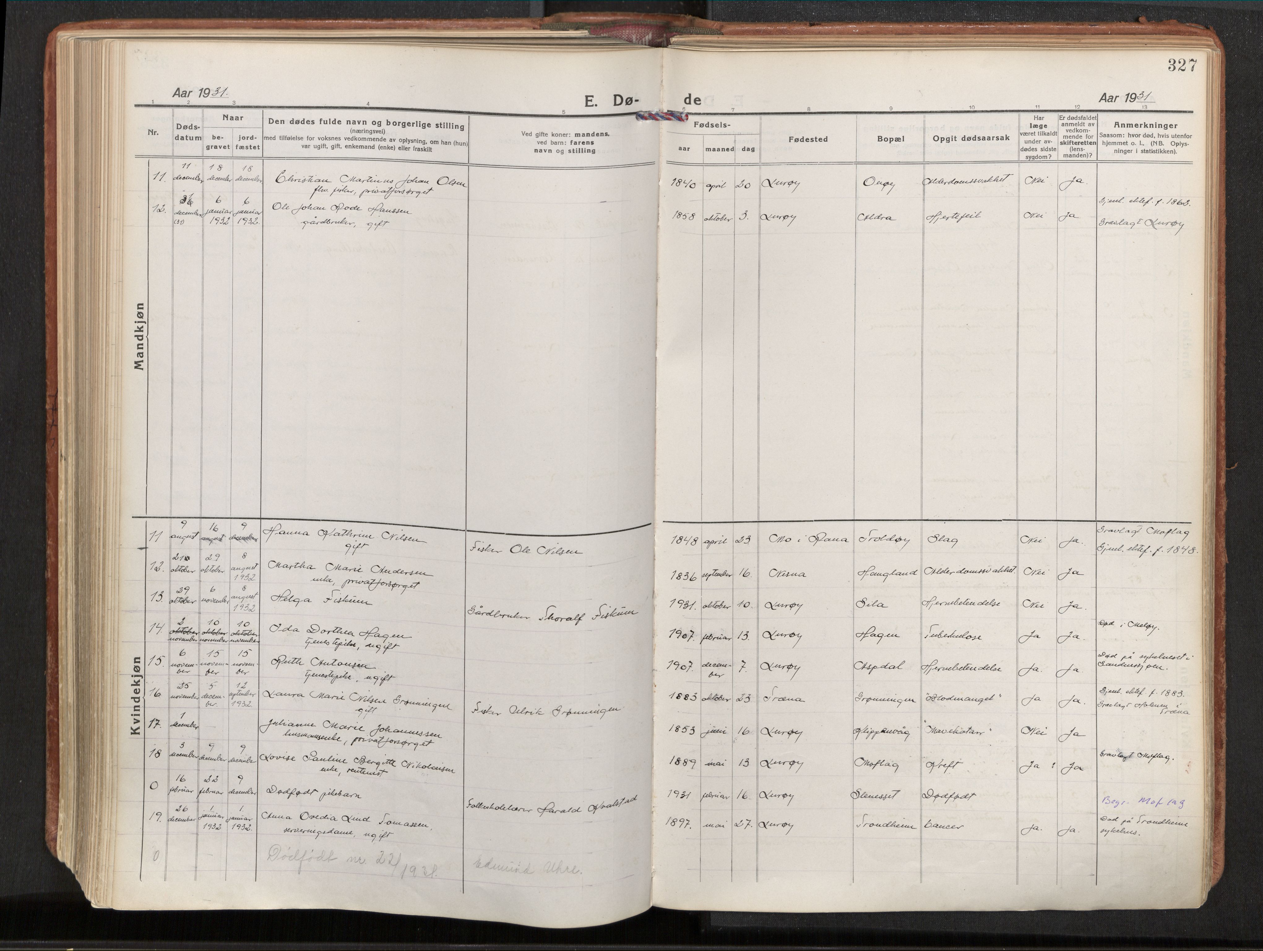 Ministerialprotokoller, klokkerbøker og fødselsregistre - Nordland, AV/SAT-A-1459/839/L0570: Parish register (official) no. 839A07, 1923-1942, p. 327