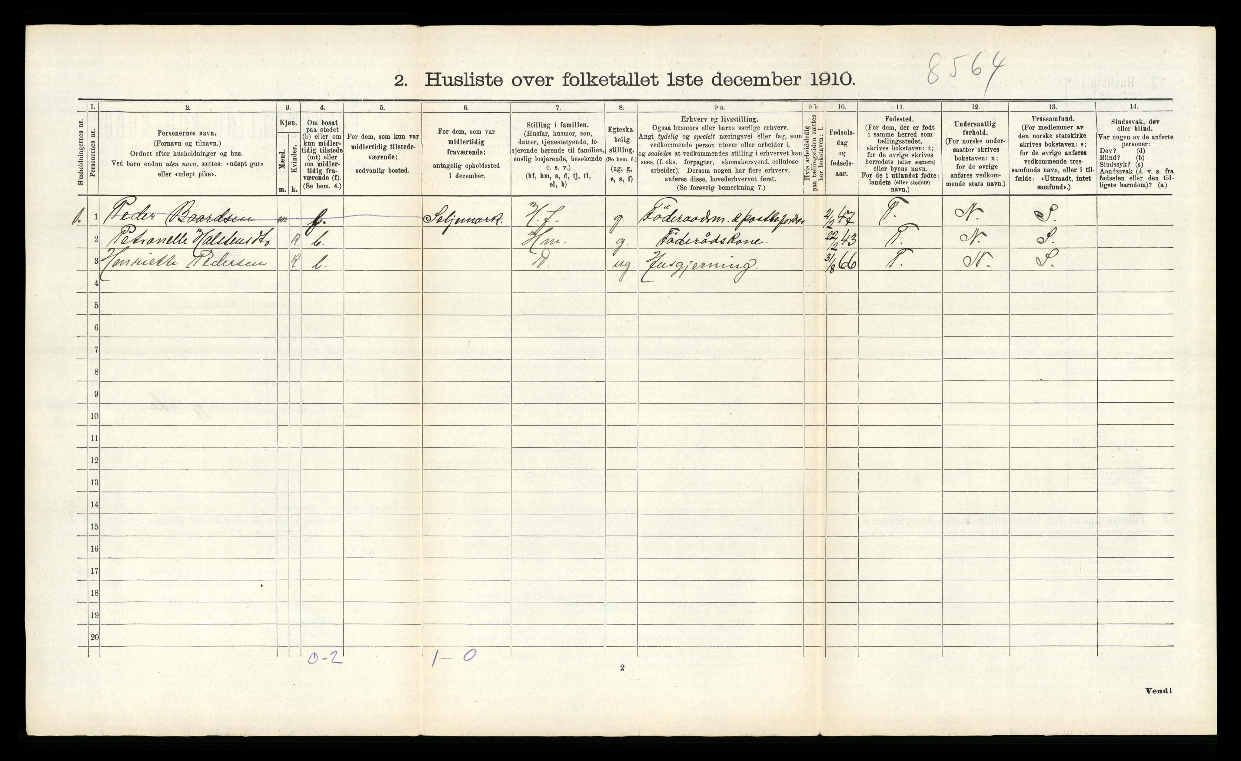 RA, 1910 census for Vik, 1910, p. 891