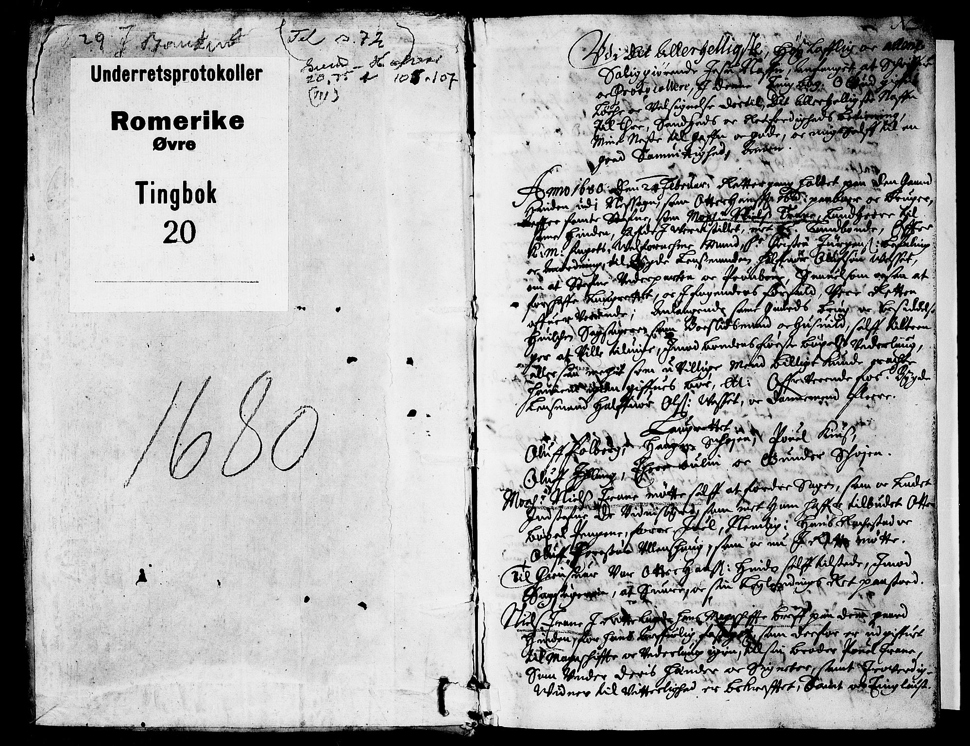 Øvre Romerike sorenskriveri, SAO/A-10649/F/Fb/L0020: Tingbok 20, 1680, p. 0b-1a