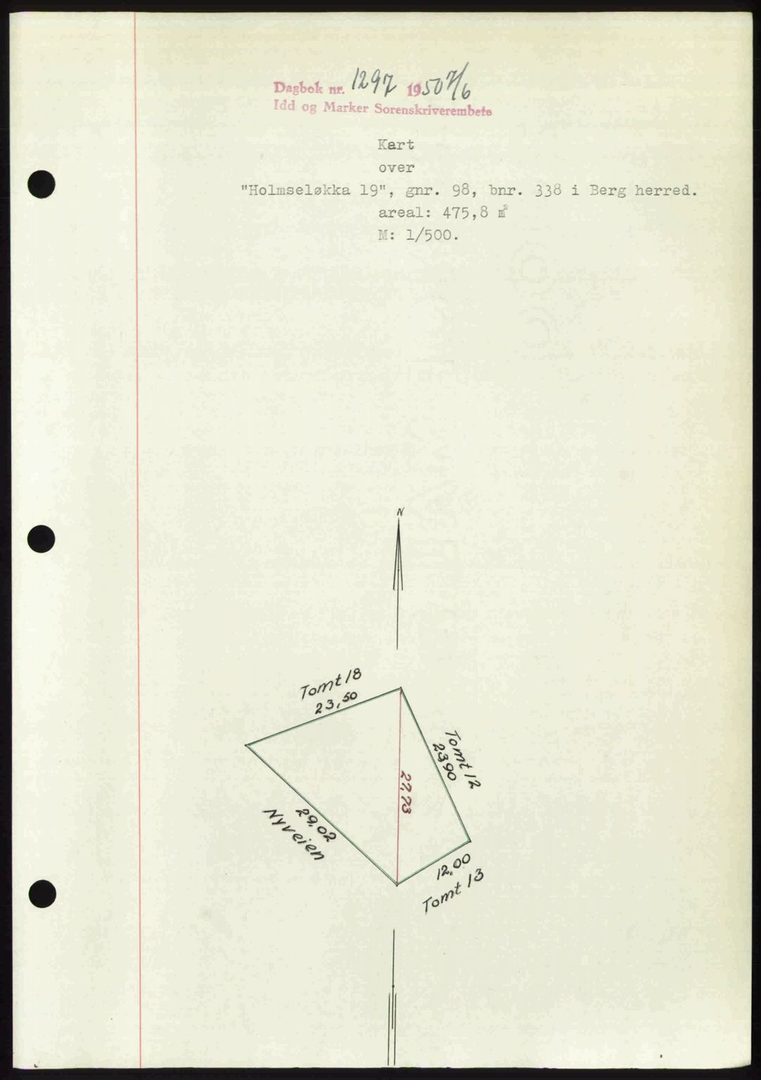 Idd og Marker sorenskriveri, AV/SAO-A-10283/G/Gb/Gbb/L0014: Mortgage book no. A14, 1950-1950, Diary no: : 1297/1950