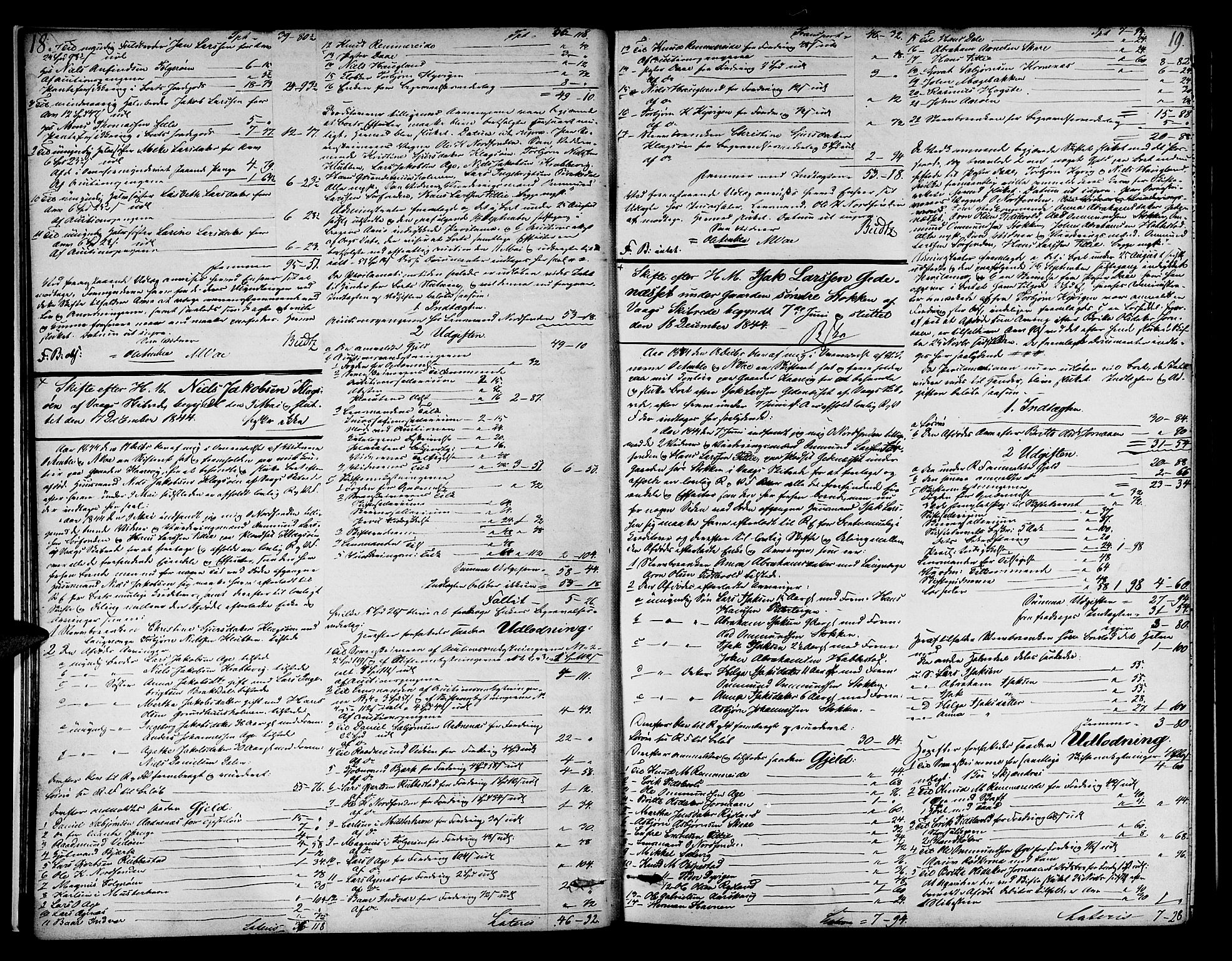 Sunnhordland sorenskrivar, AV/SAB-A-2401/1/H/Ha/Had/L0006: Skifteprotokollar. Føyen, Fjære og Våg. Register i protokoll., 1844-1853, p. 18-19