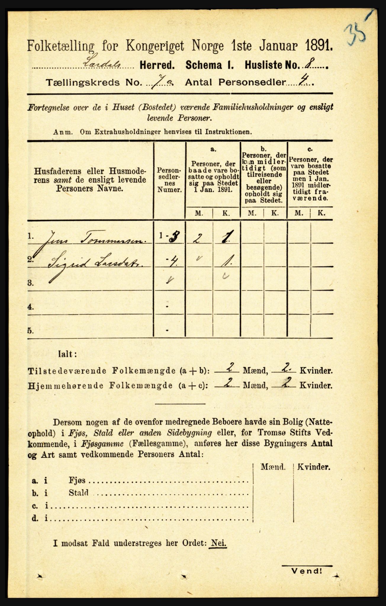 RA, 1891 census for 1422 Lærdal, 1891, p. 756