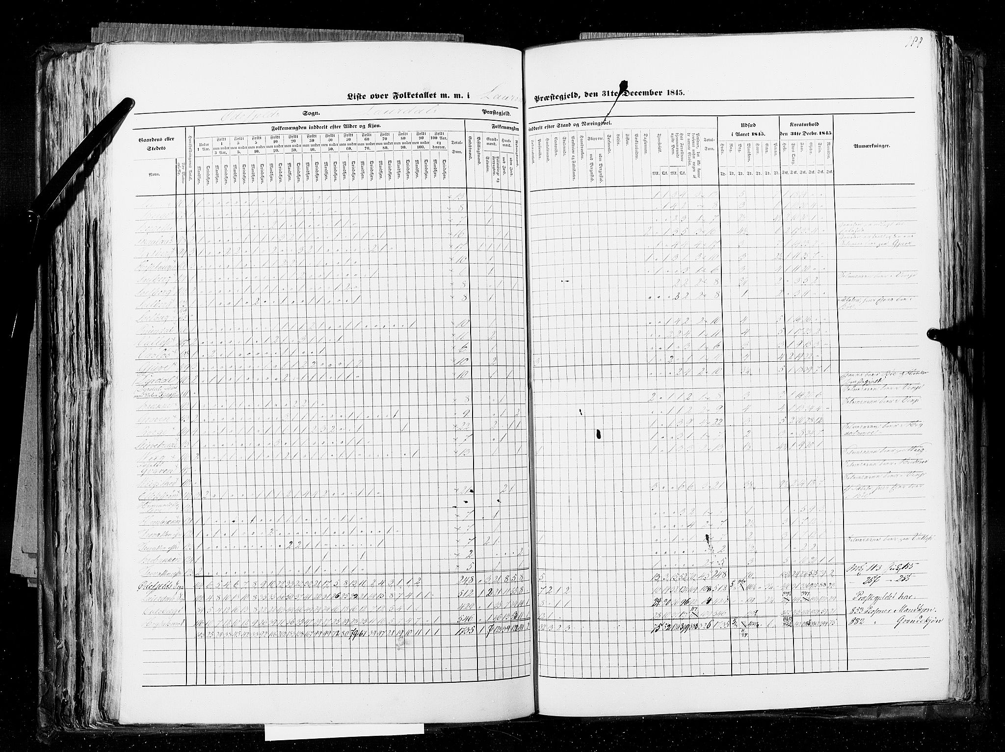 RA, Census 1845, vol. 5: Bratsberg amt og Nedenes og Råbyggelaget amt, 1845, p. 188