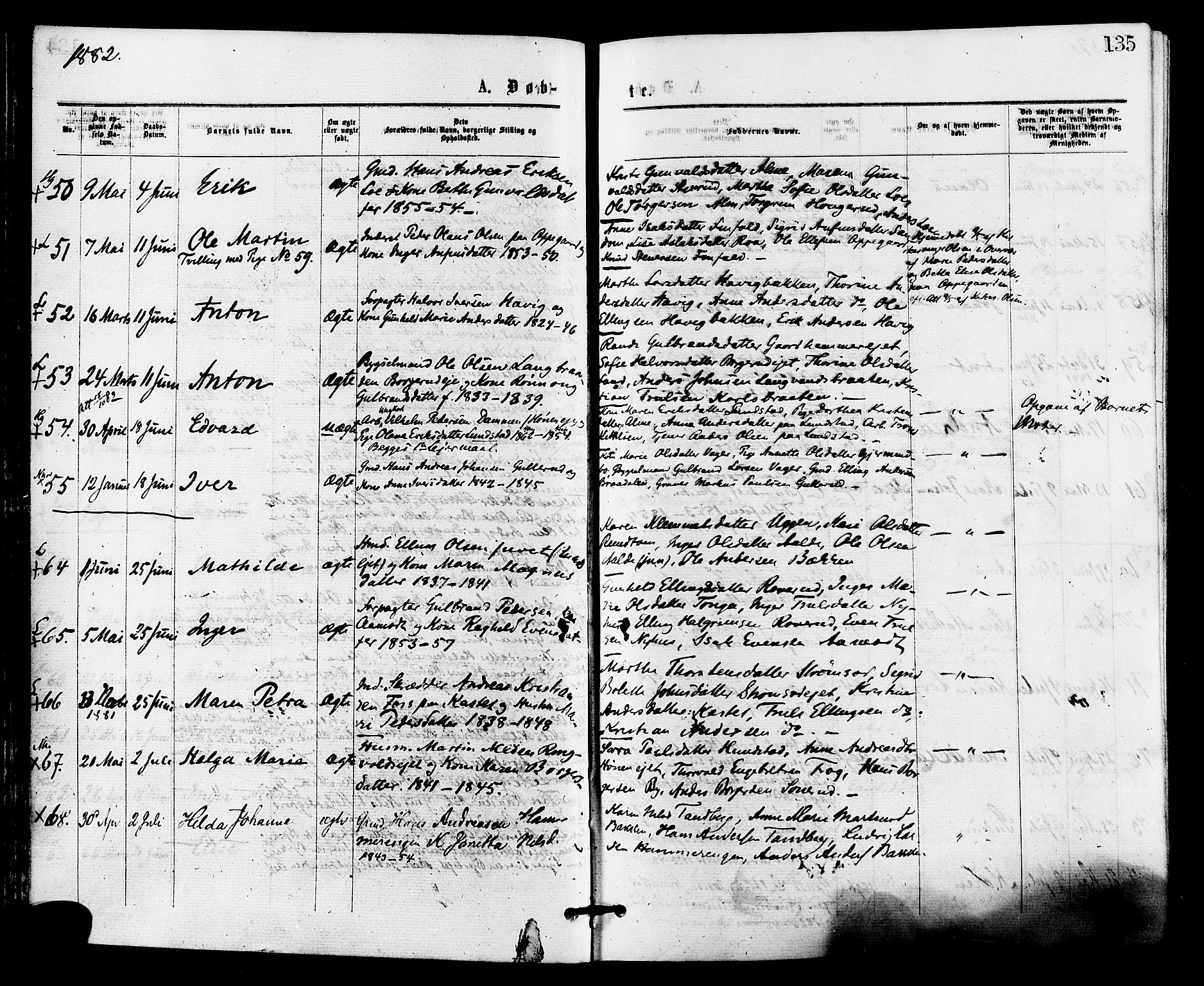 Norderhov kirkebøker, AV/SAKO-A-237/F/Fa/L0015: Parish register (official) no. 15, 1875-1884, p. 135