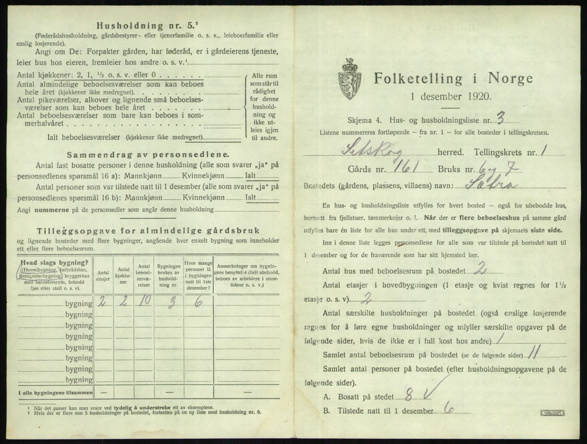 SAO, 1920 census for Setskog, 1920, p. 20