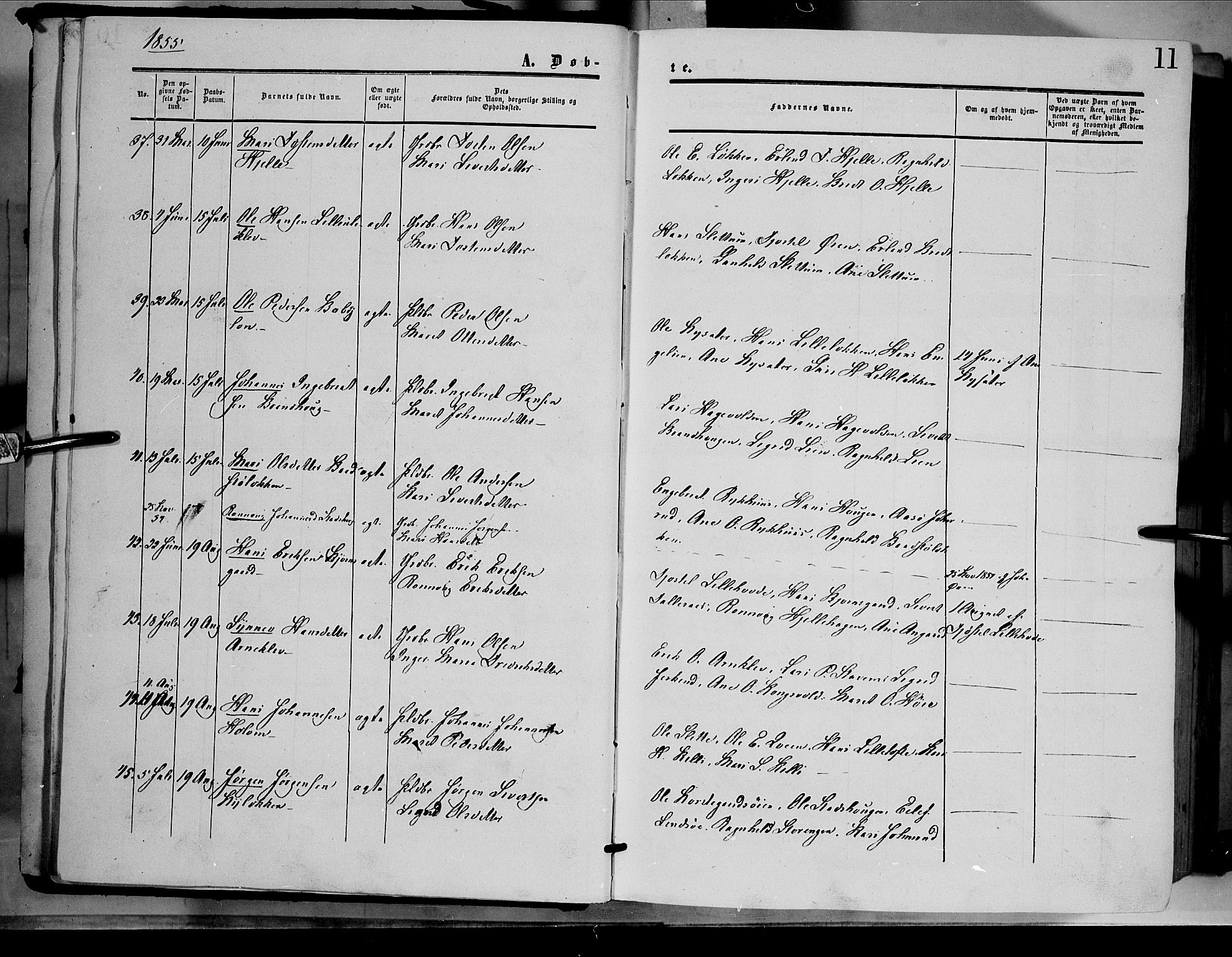 Dovre prestekontor, AV/SAH-PREST-066/H/Ha/Haa/L0001: Parish register (official) no. 1, 1854-1878, p. 11